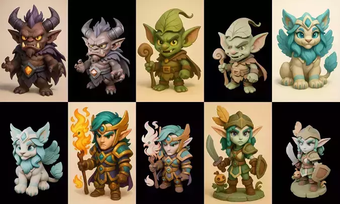 Role Play Fantasy Character bundle 57 pack 100 glb