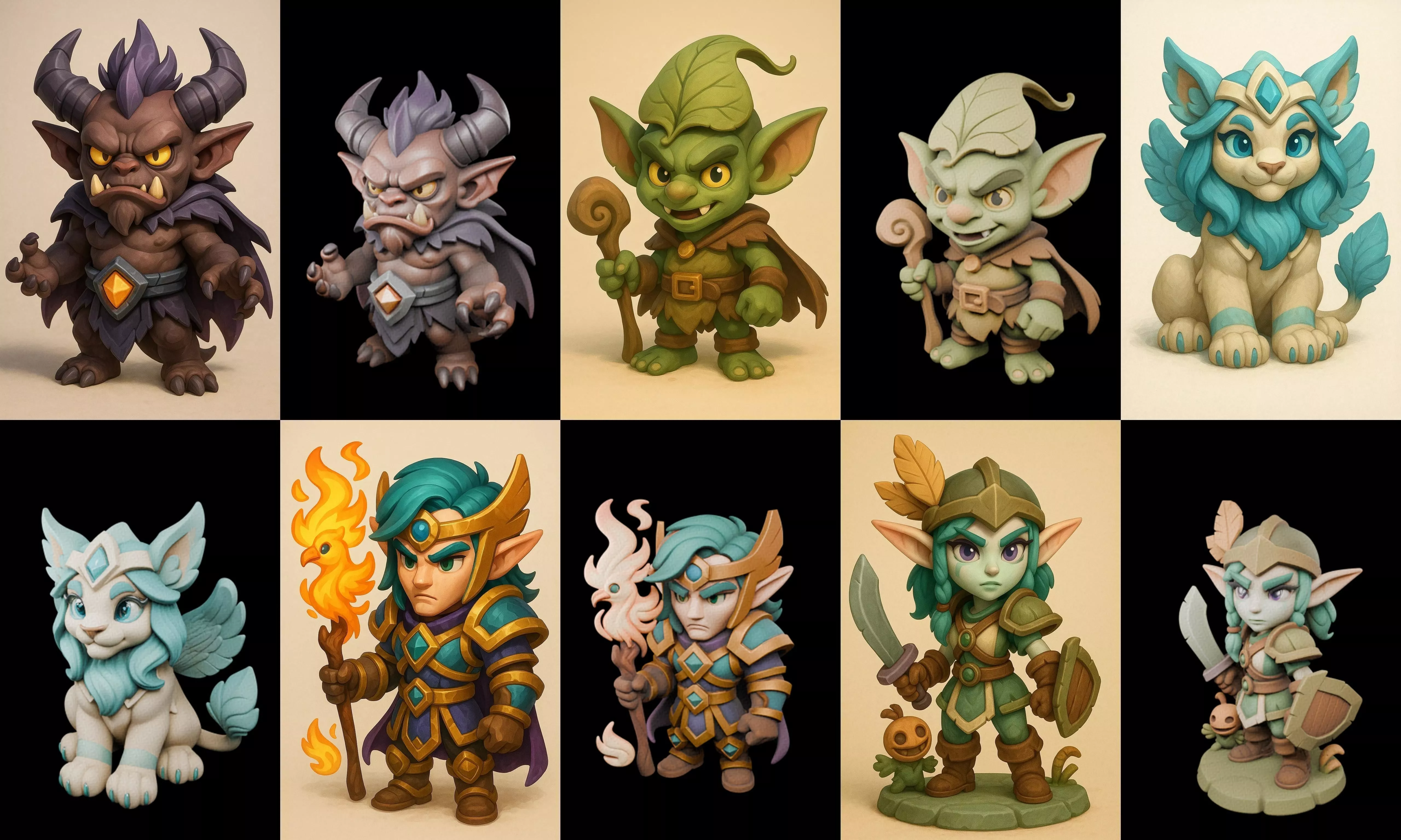 Role Play Fantasy Character bundle 57 pack 100 glb Low-poly 3D model