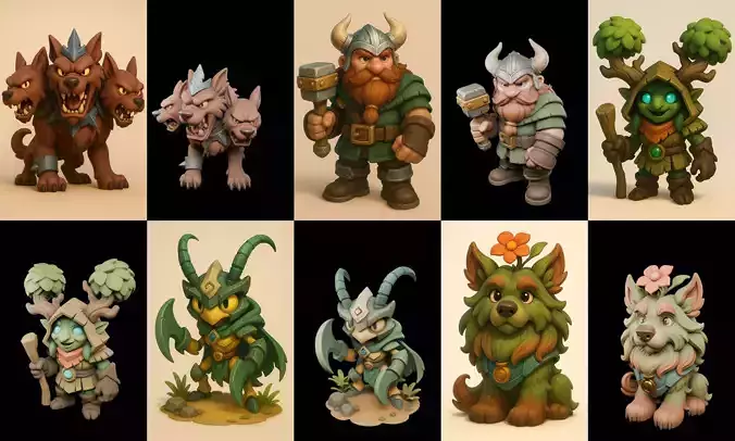 Role Play Fantasy Character bundle 55 pack 100 glb