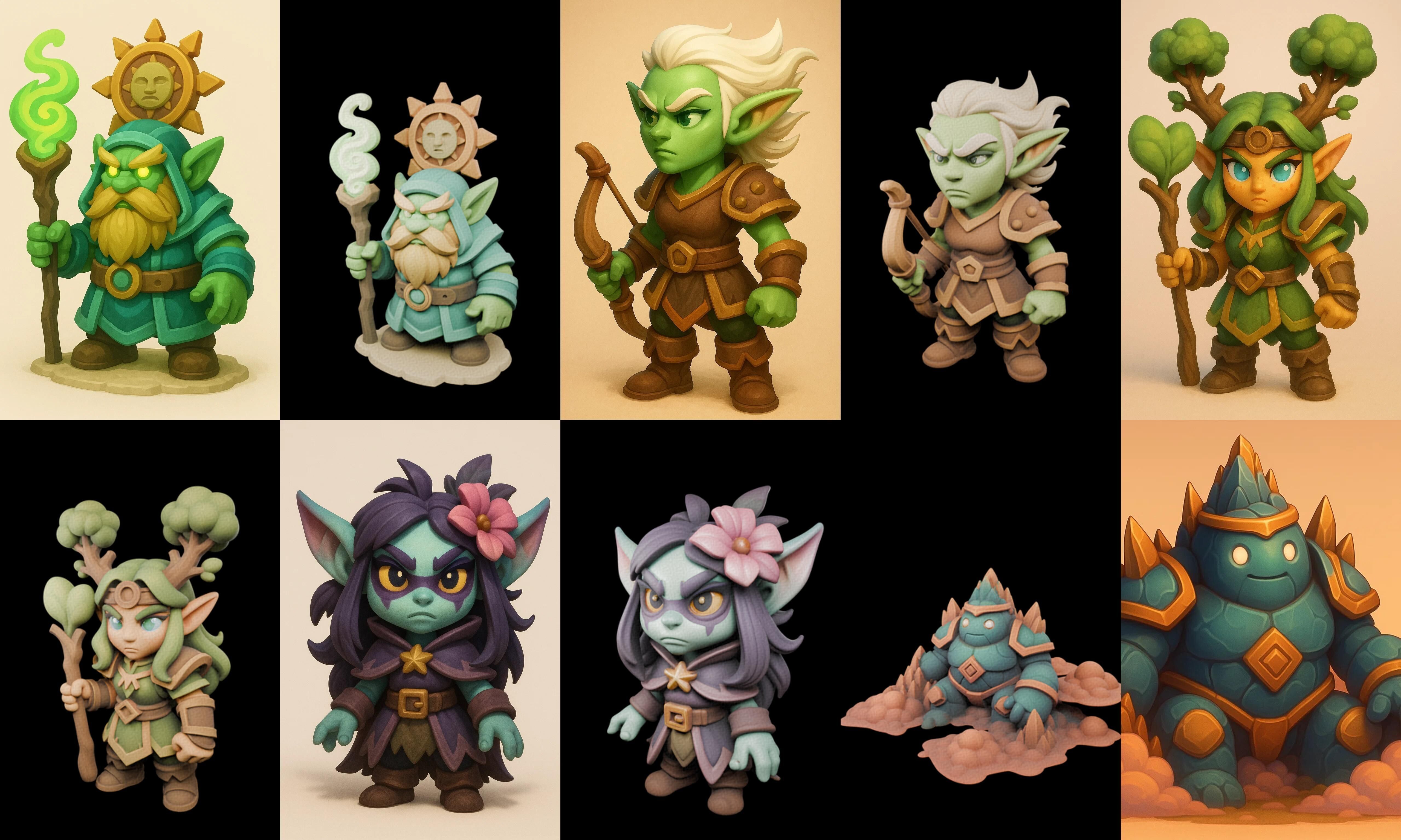 Role Play Fantasy Character bundle 53 pack 100 glb Low-poly 3D model_4