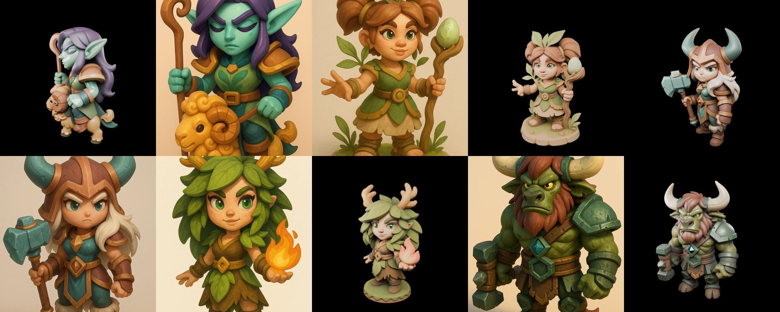 Role Play Fantasy Character bundle 53 pack 100 glb Low-poly 3D model_1