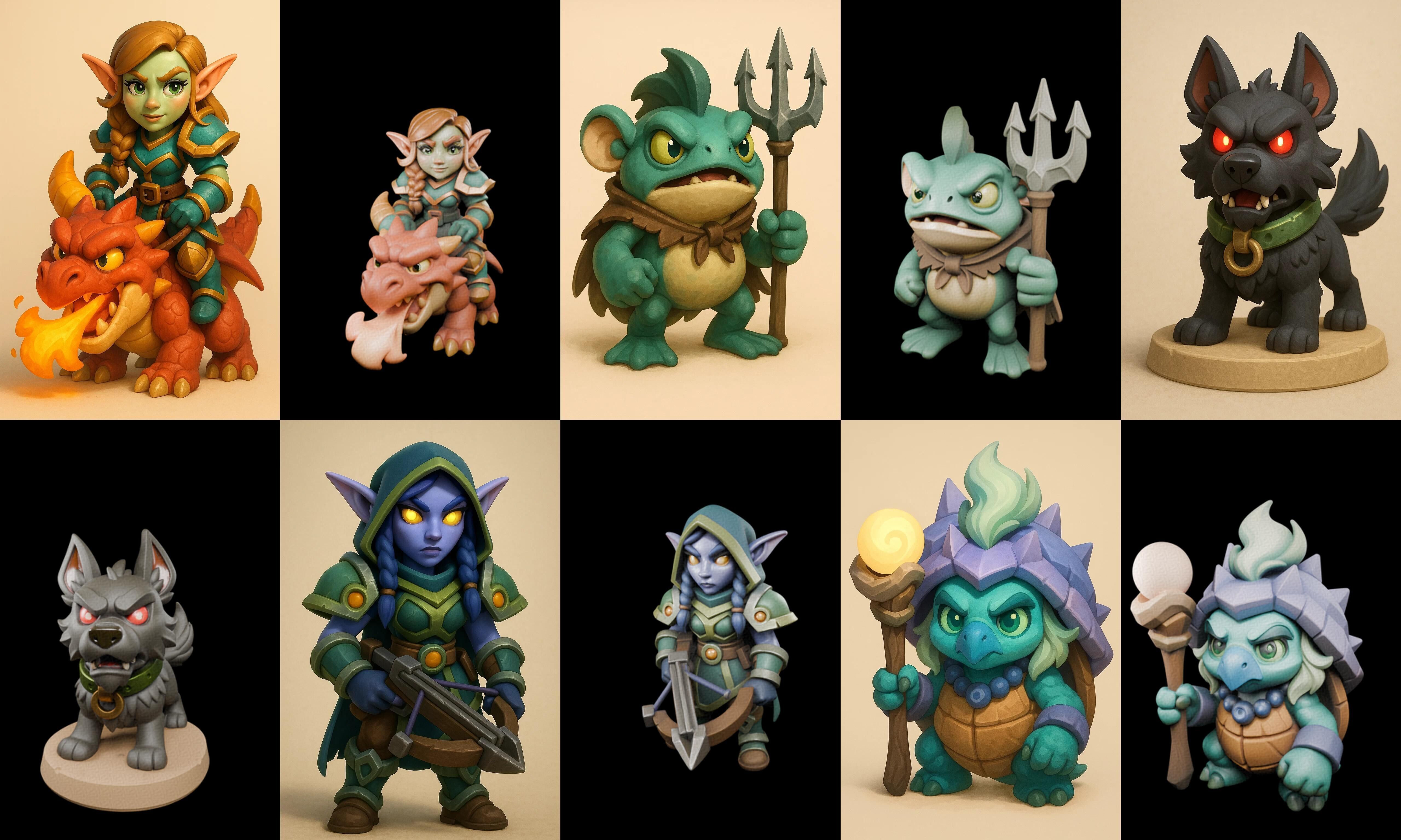 Role Play Fantasy Character bundle 53 pack 100 glb Low-poly 3D model_3