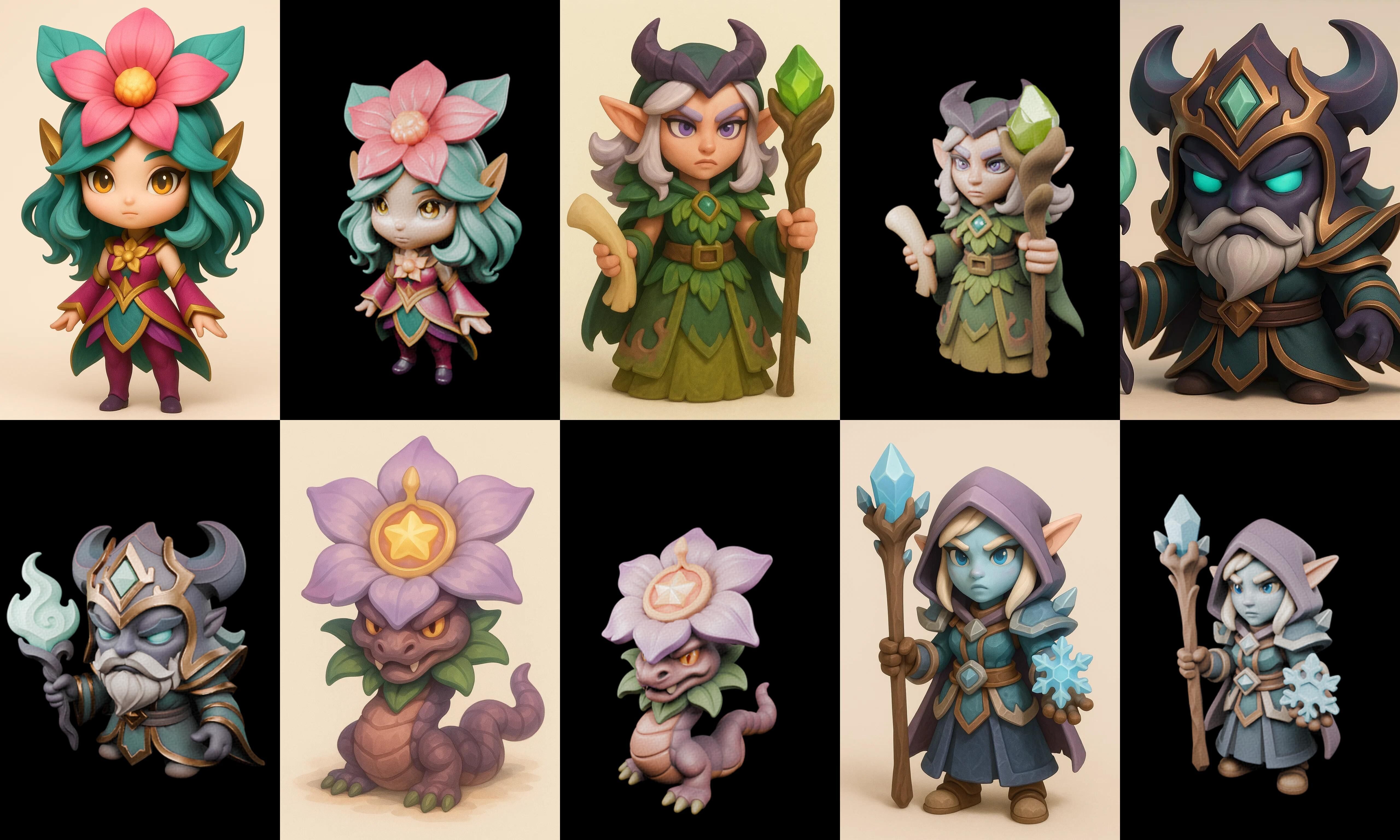 Role Play Fantasy Character bundle 53 pack 100 glb Low-poly 3D model_7