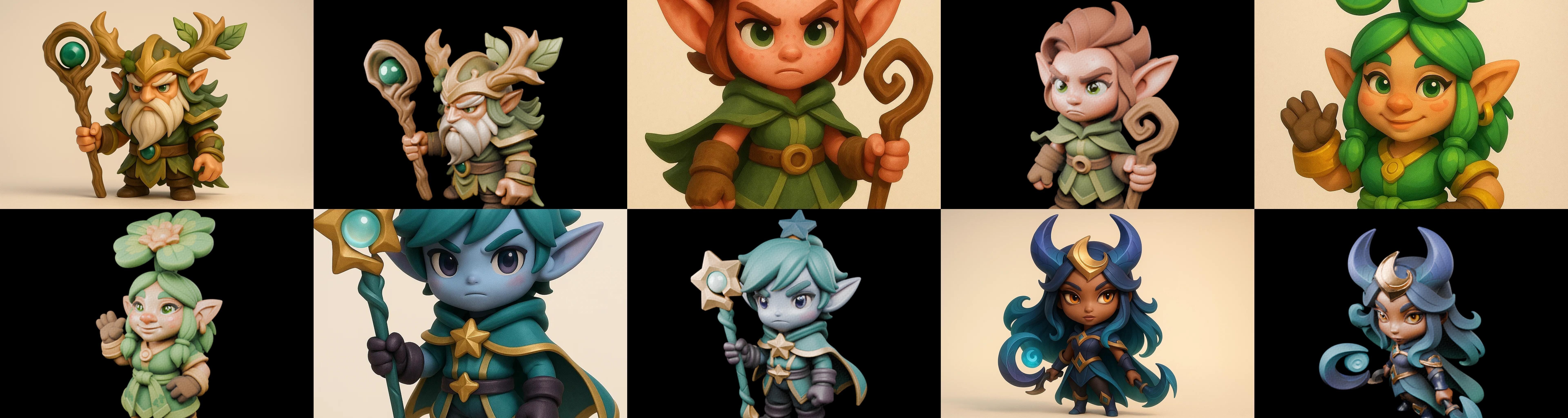 Role Play Fantasy Character bundle 53 pack 100 glb Low-poly 3D model_6