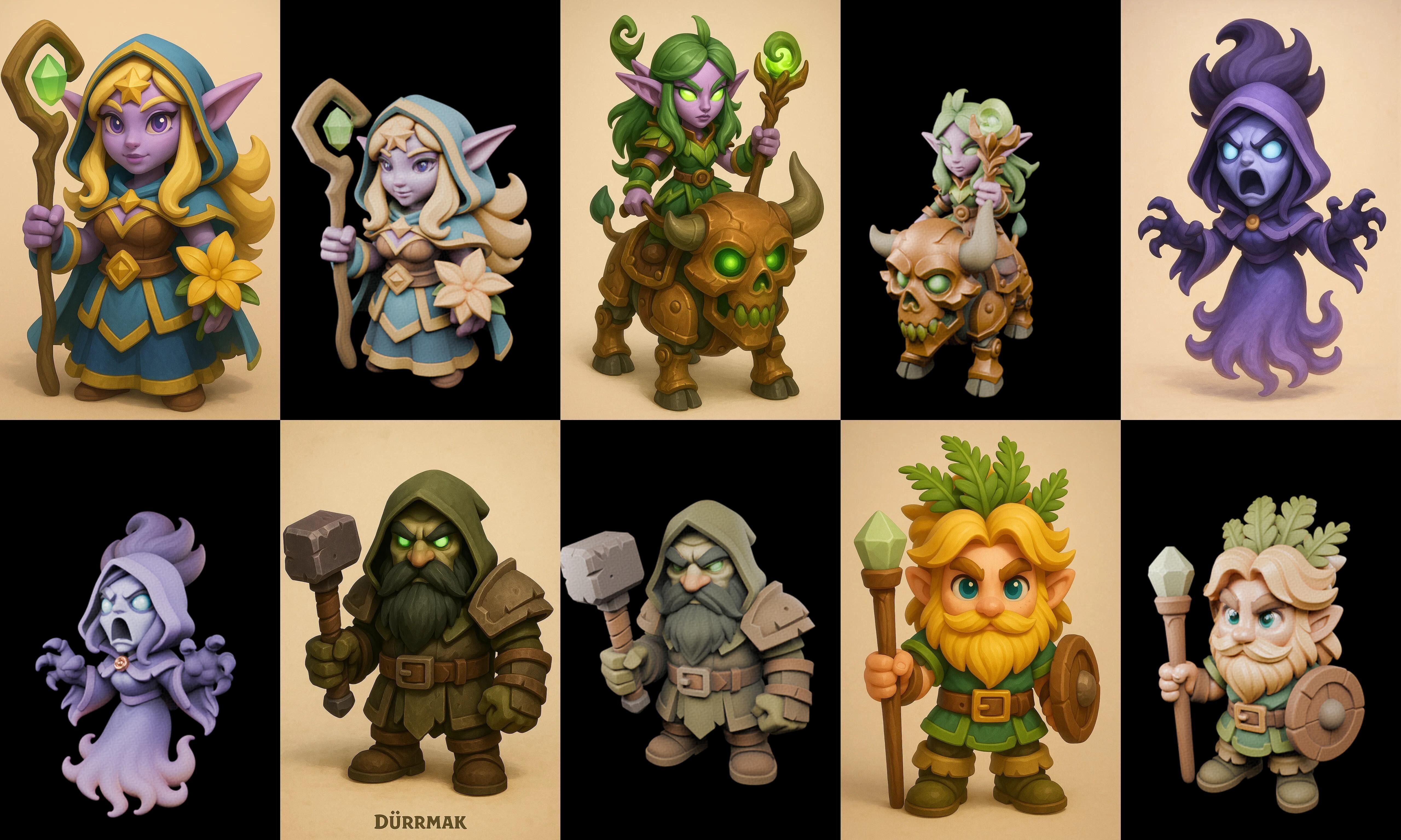 Role Play Fantasy Character bundle 53 pack 100 glb Low-poly 3D model_19