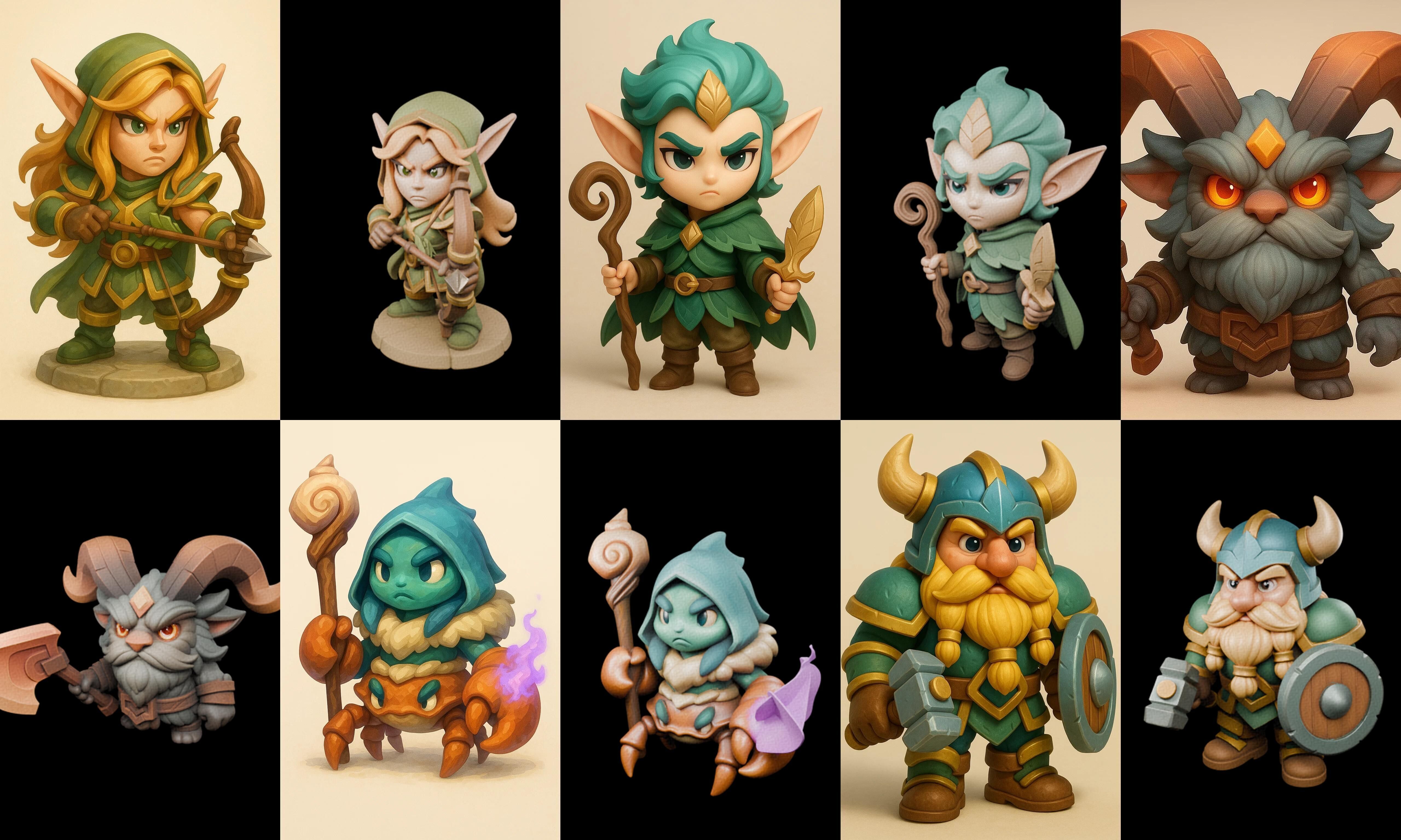 Role Play Fantasy Character bundle 53 pack 100 glb Low-poly 3D model_5
