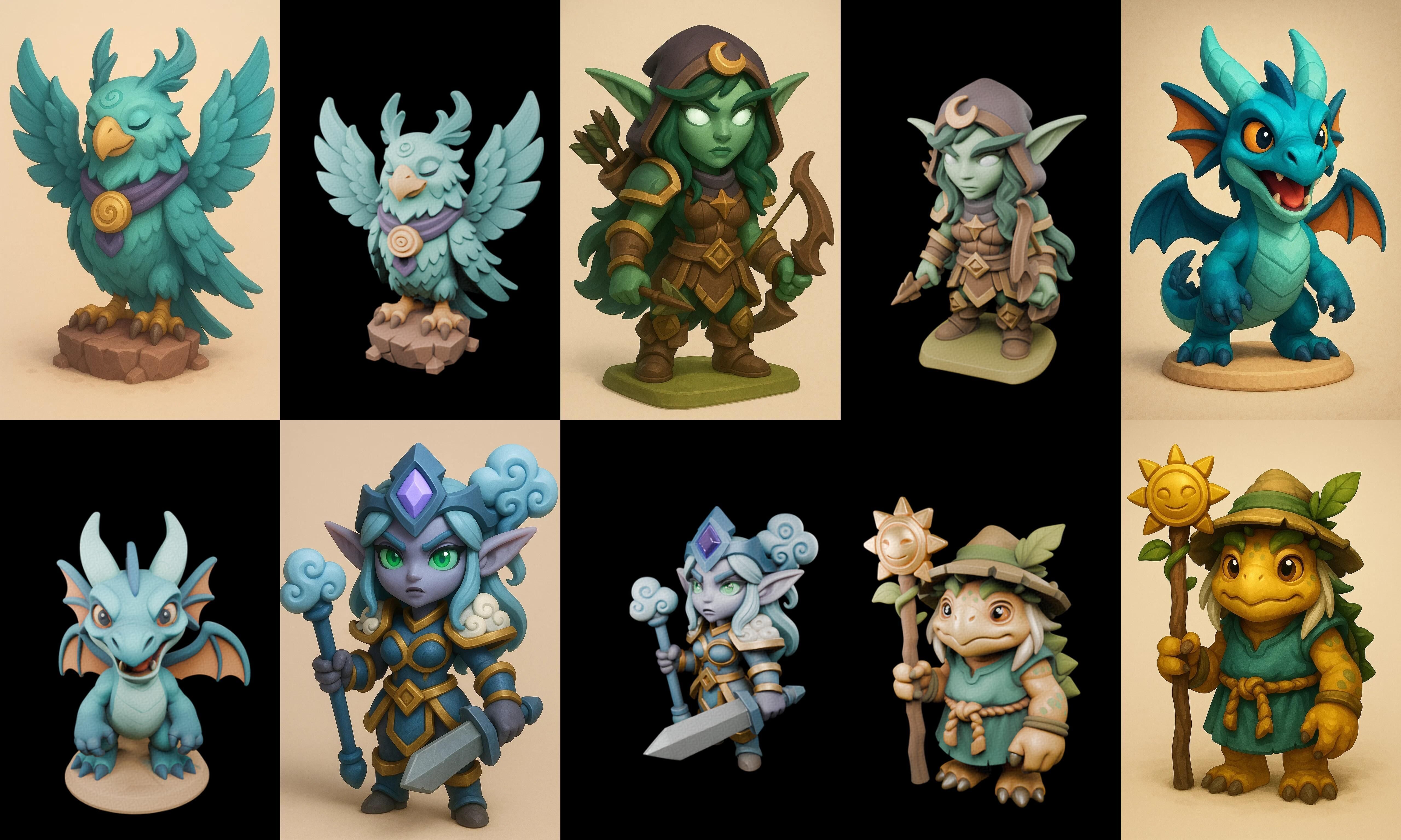 Role Play Fantasy Character bundle 53 pack 100 glb Low-poly 3D model_12