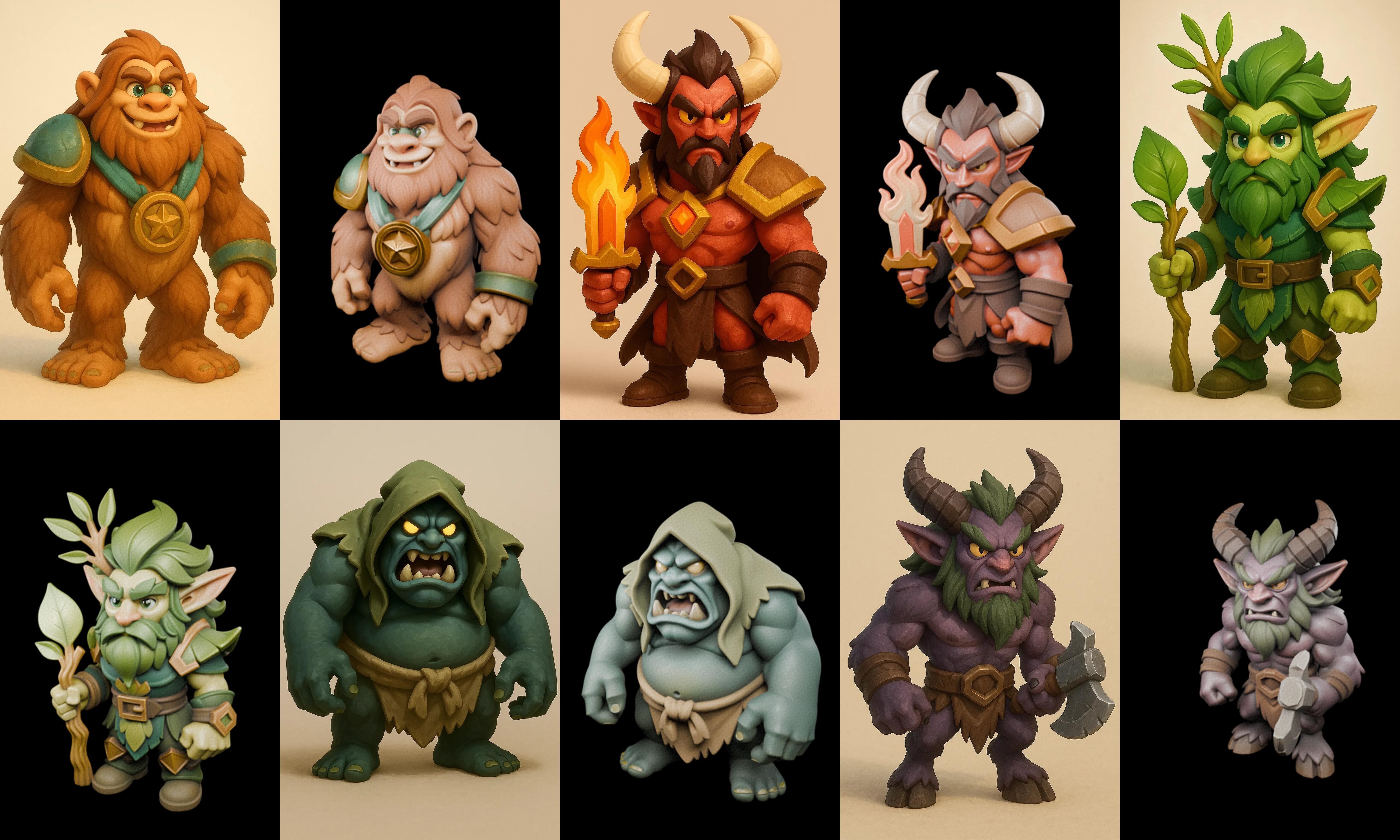 Role Play Fantasy Character bundle 53 pack 100 glb Low-poly 3D model_16