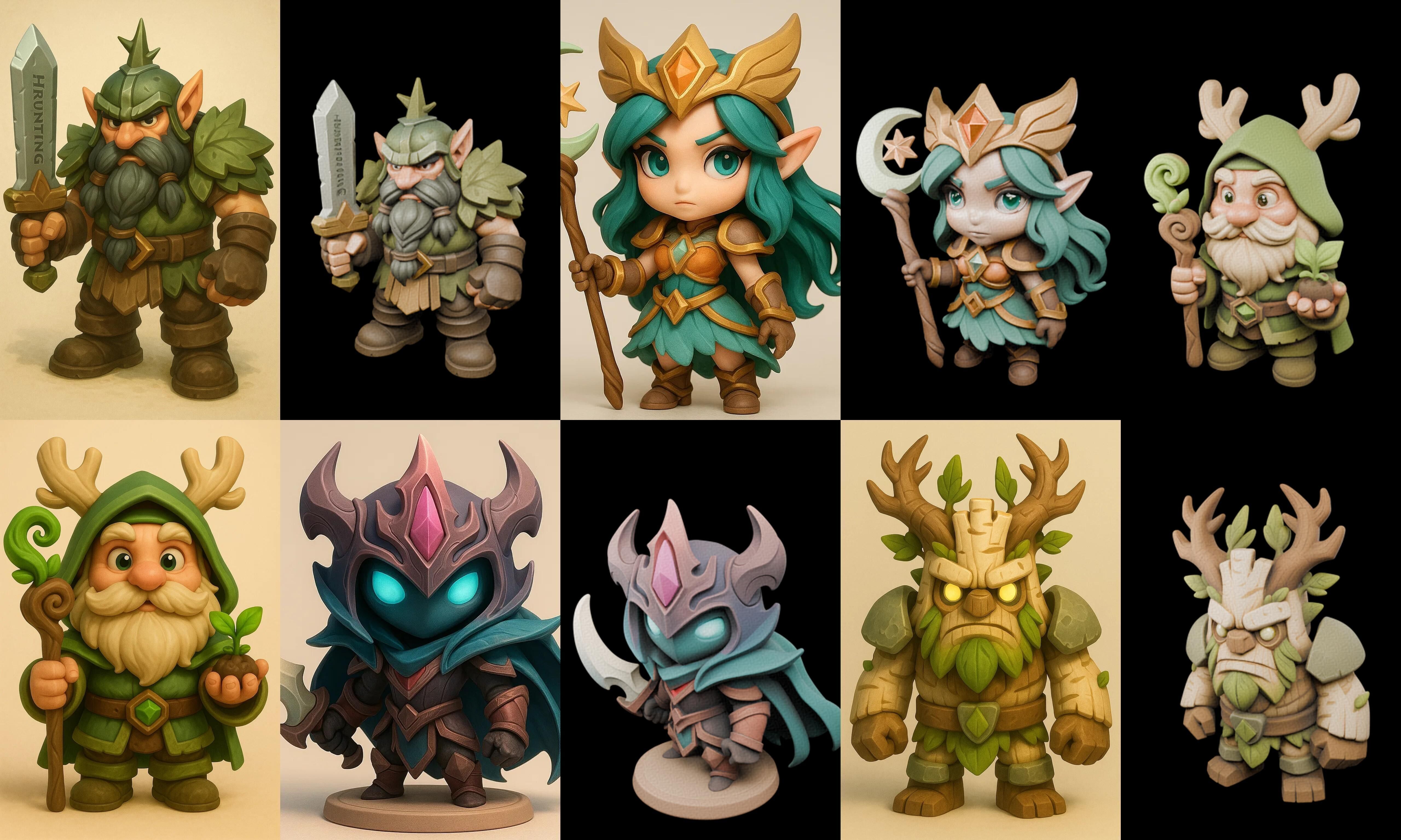 Role Play Fantasy Character bundle 53 pack 100 glb Low-poly 3D model_9