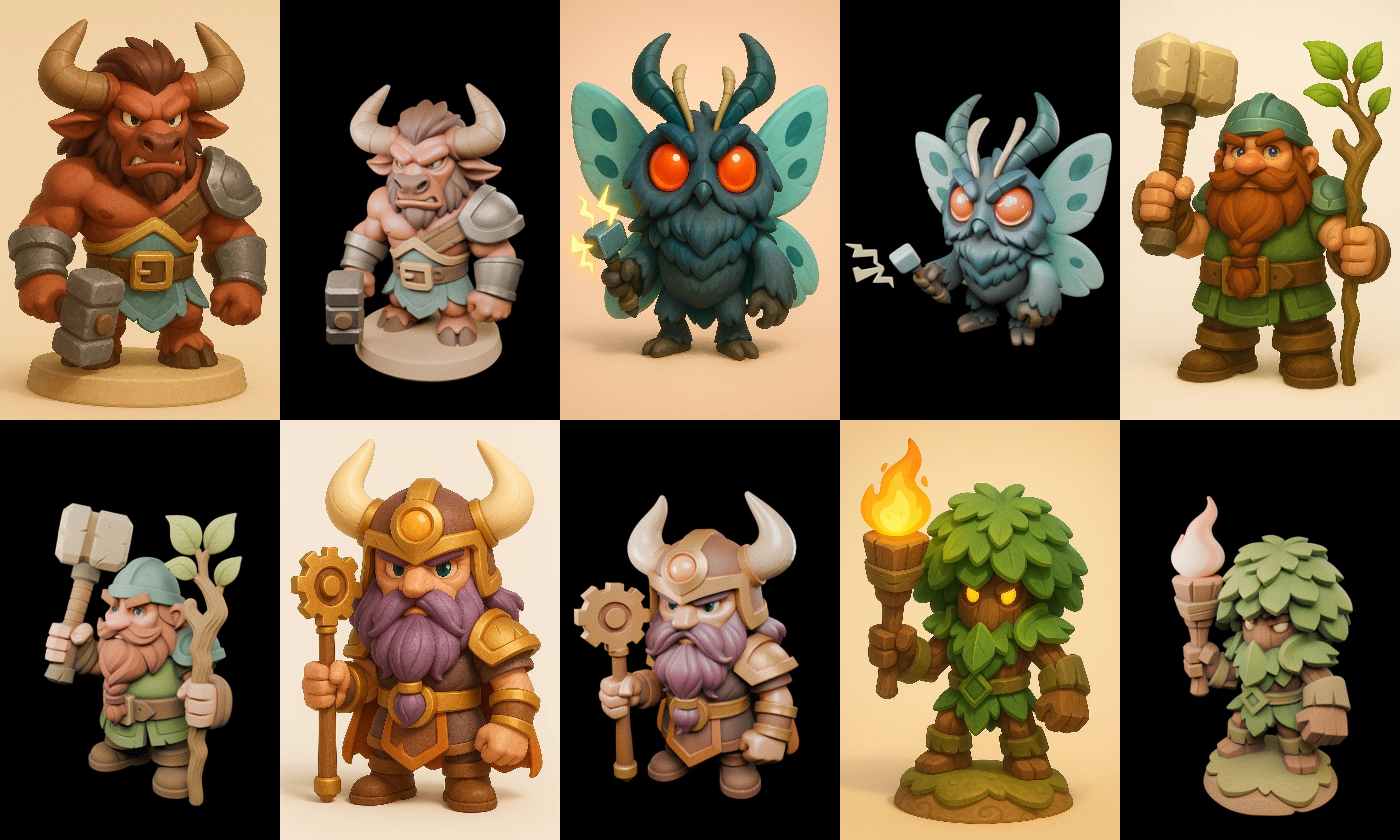 Role Play Fantasy Character bundle 53 pack 100 glb Low-poly 3D model_2