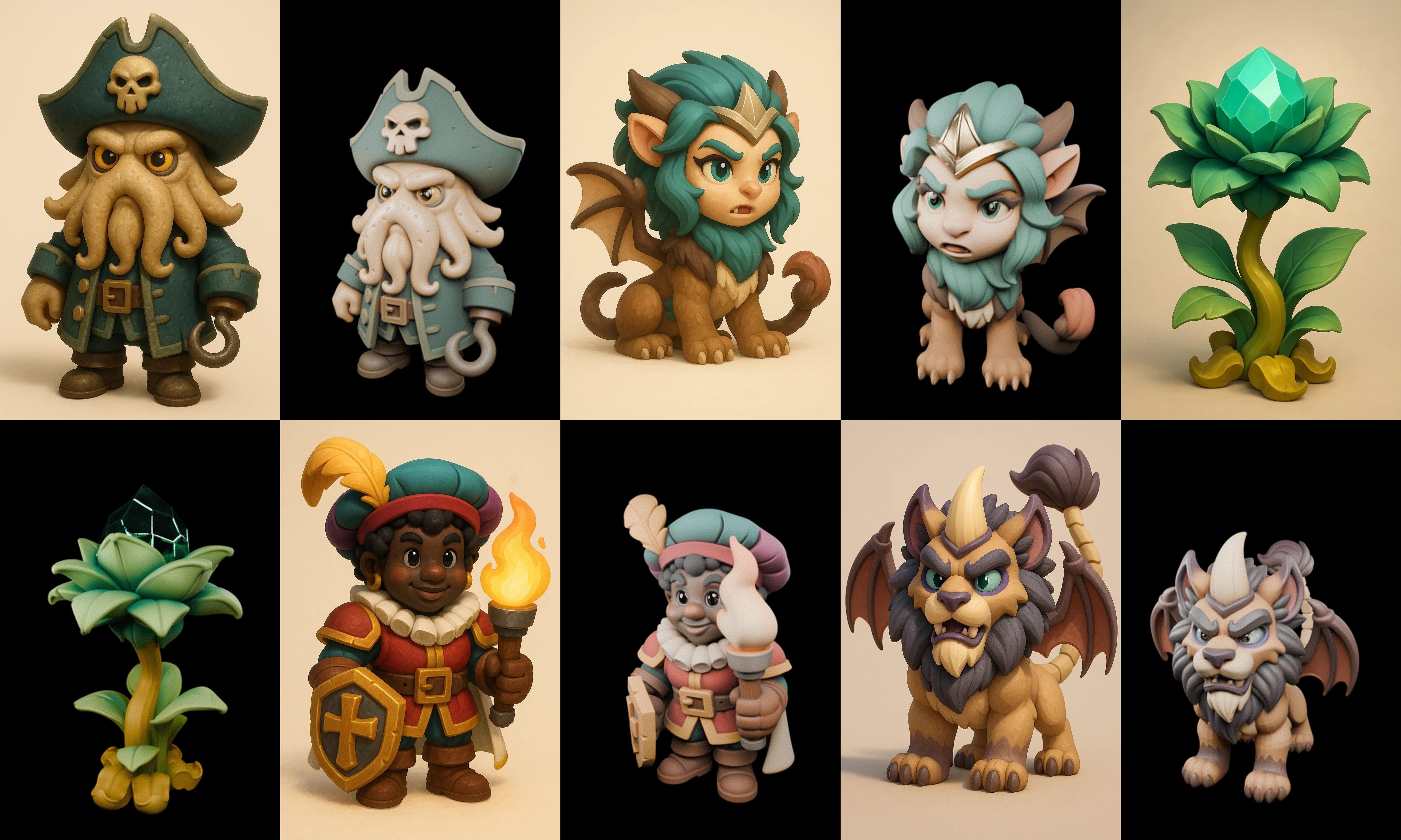 Role Play Fantasy Character bundle 53 pack 100 glb Low-poly 3D model_11