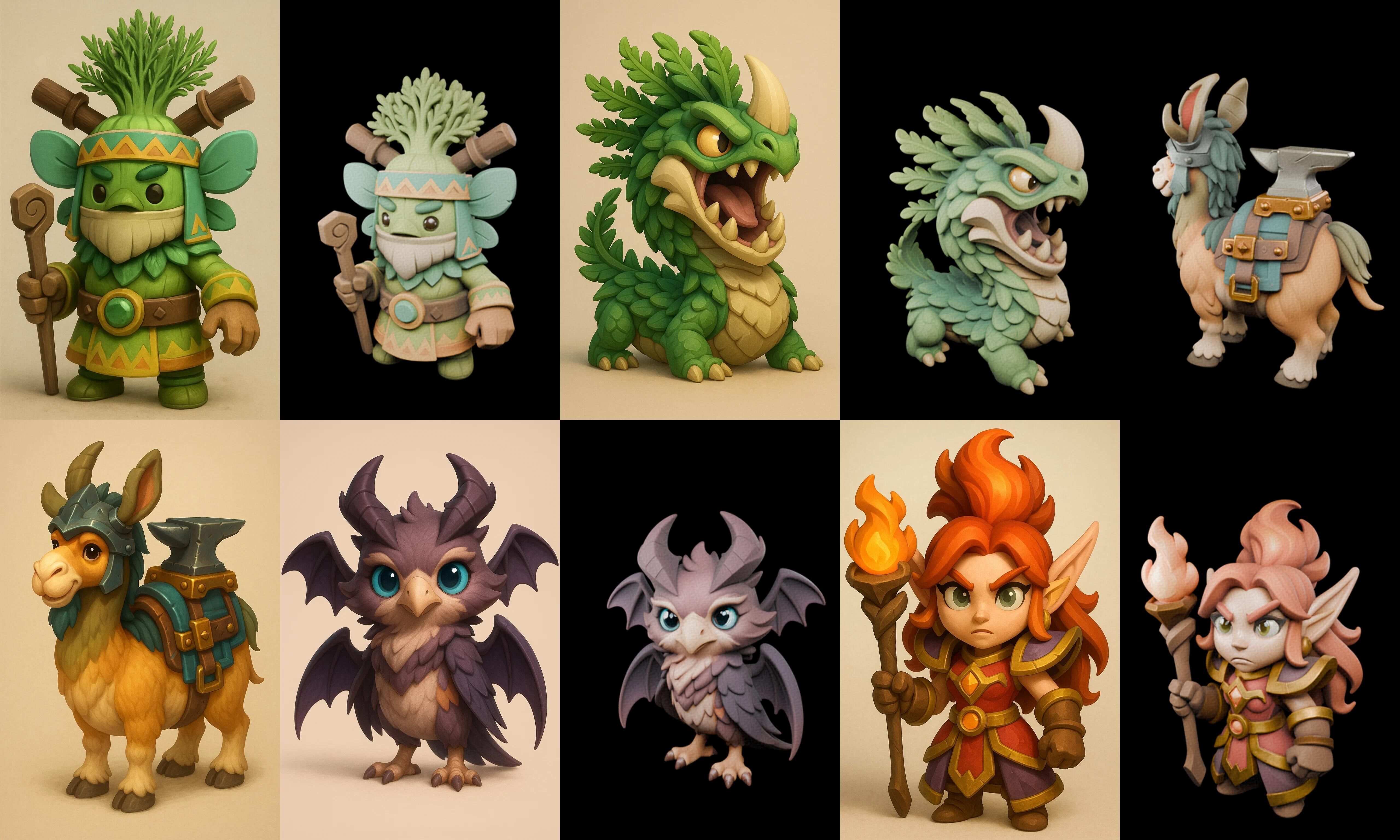 Role Play Fantasy Character bundle 53 pack 100 glb Low-poly 3D model_10