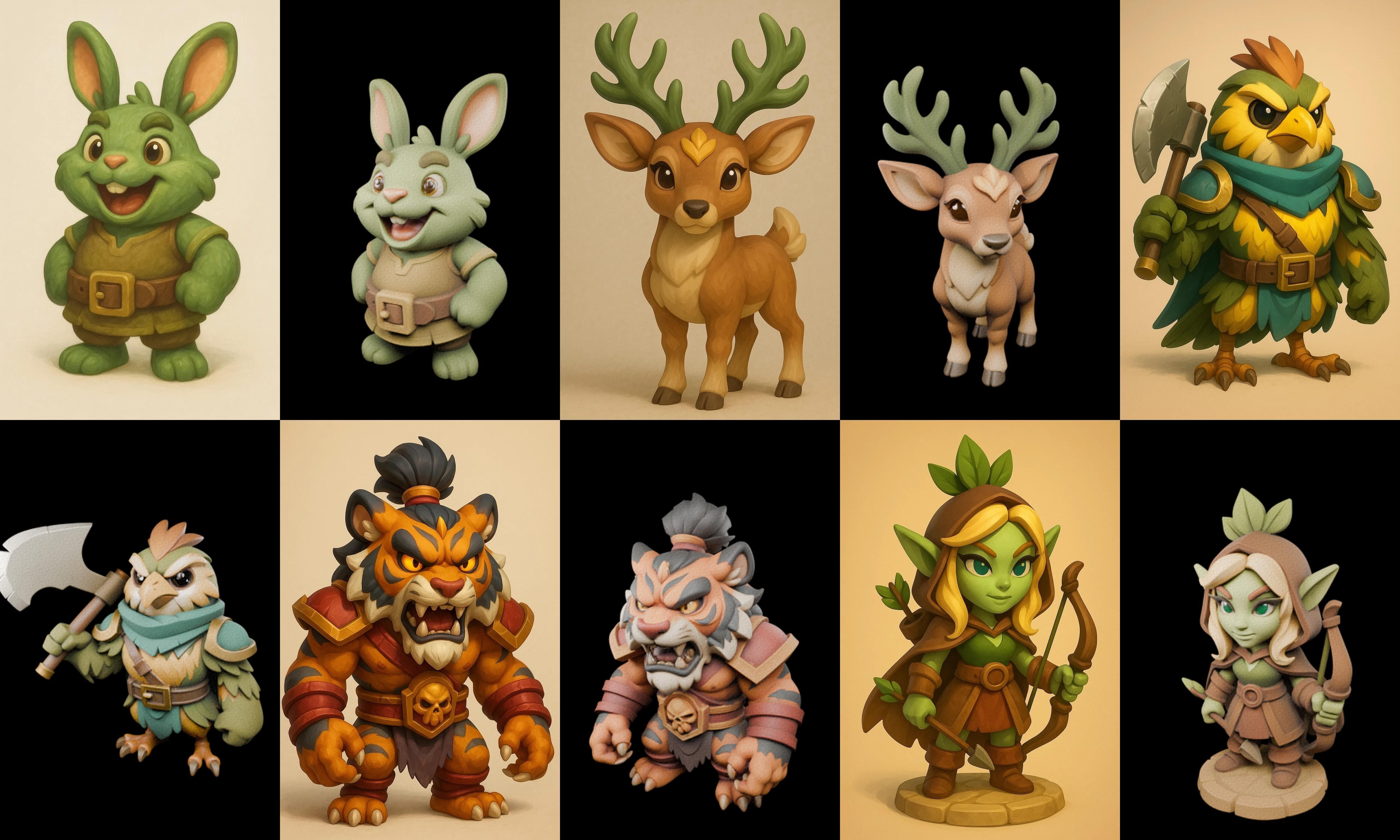 Role Play Fantasy Character bundle 53 pack 100 glb Low-poly 3D model_8