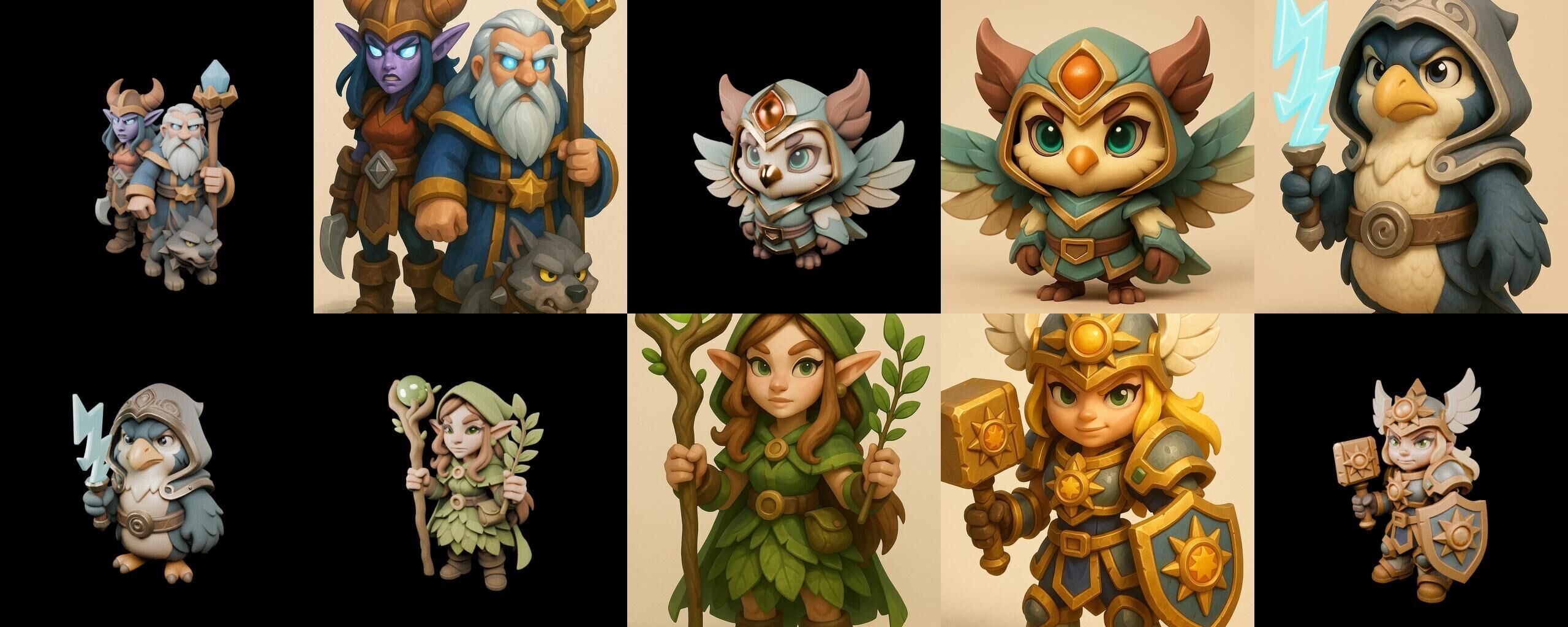 Role Play Fantasy Character bundle 53 pack 100 glb Low-poly 3D model_15