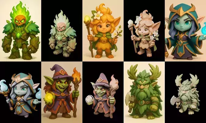 Role Play Fantasy Character bundle 50 pack 100 glb