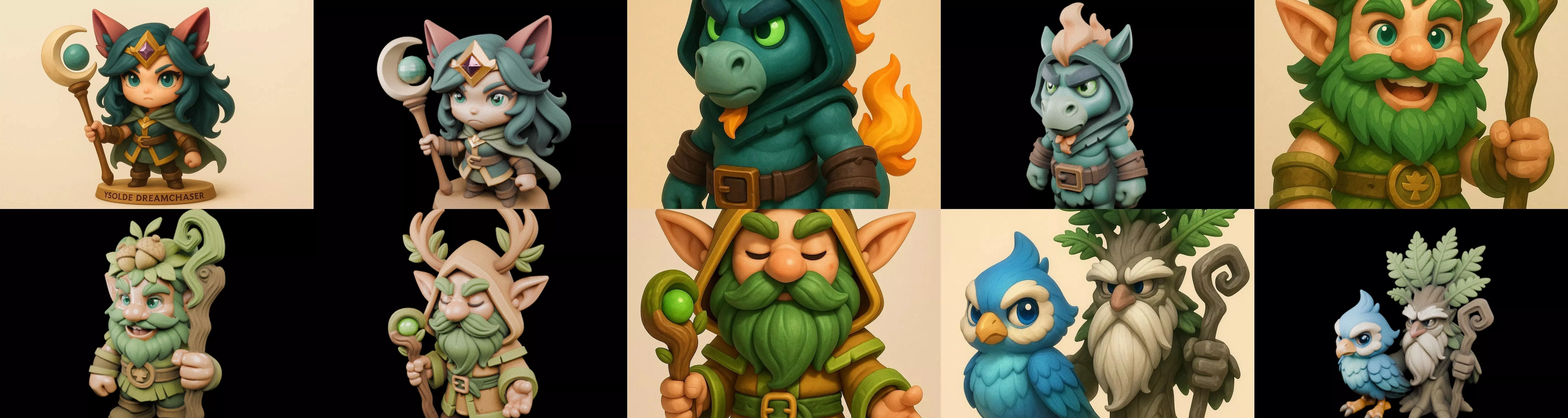 Role Play Fantasy Character bundle 5 pack 100 glb Low-poly 3D model