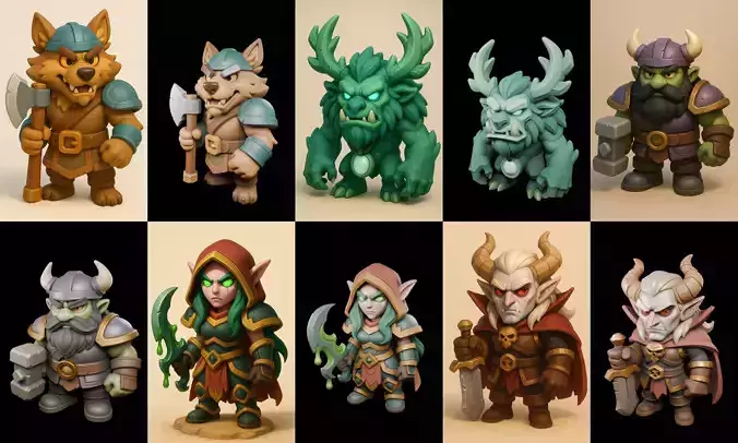 Role Play Fantasy Character bundle 48 pack 100 glb