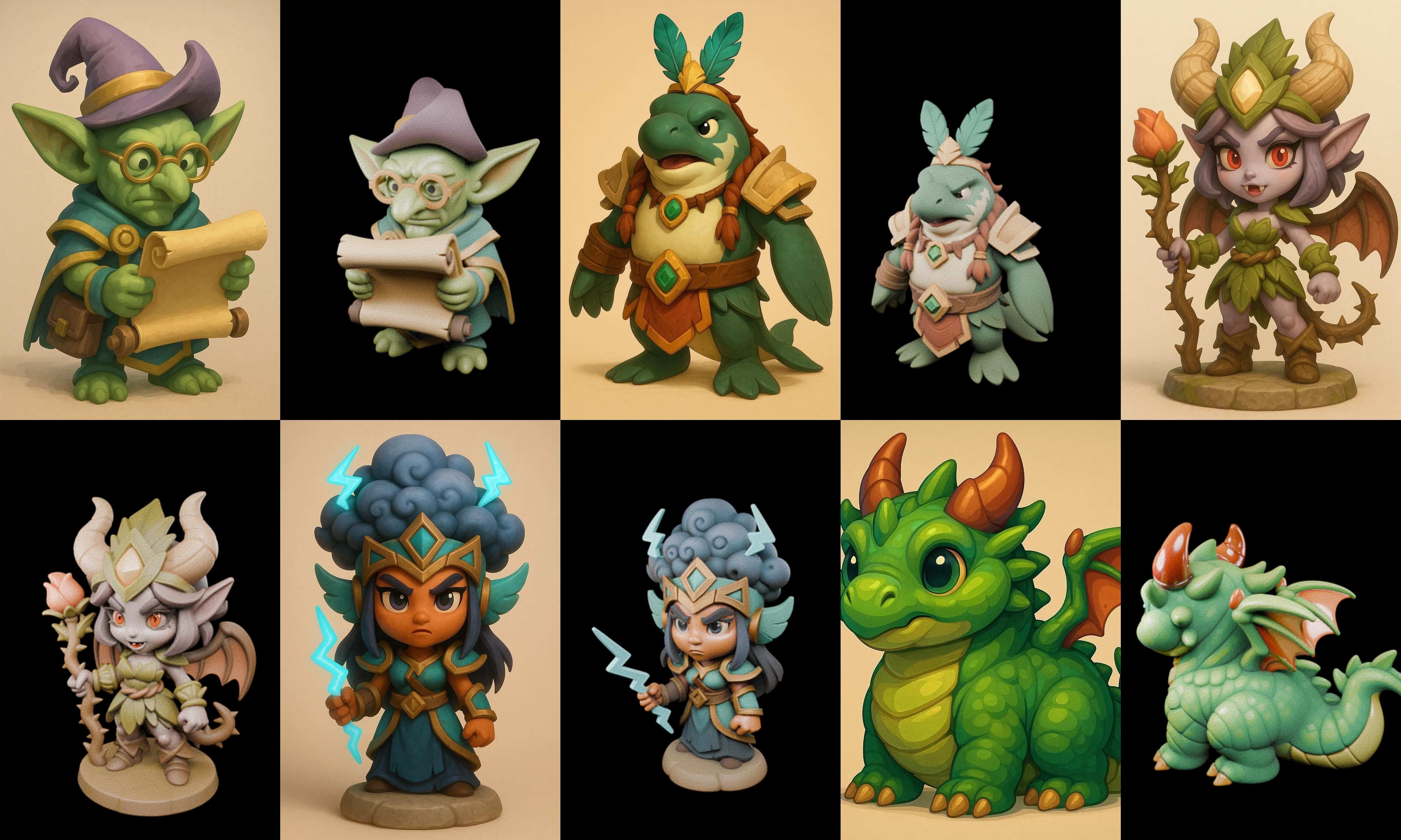 Role Play Fantasy Character bundle 46 pack 100 glb Low-poly 3D model_10