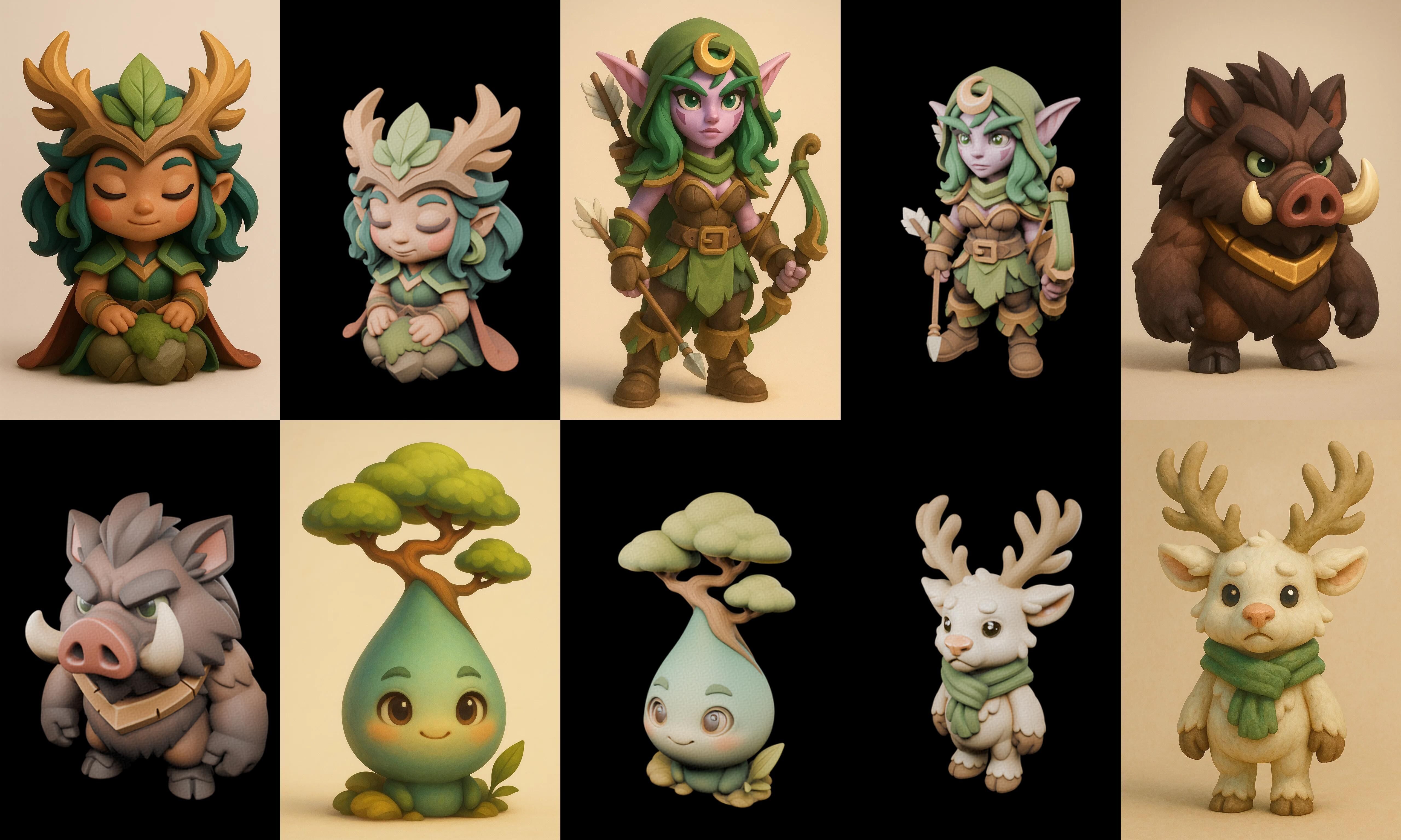 Role Play Fantasy Character bundle 46 pack 100 glb Low-poly 3D model_19
