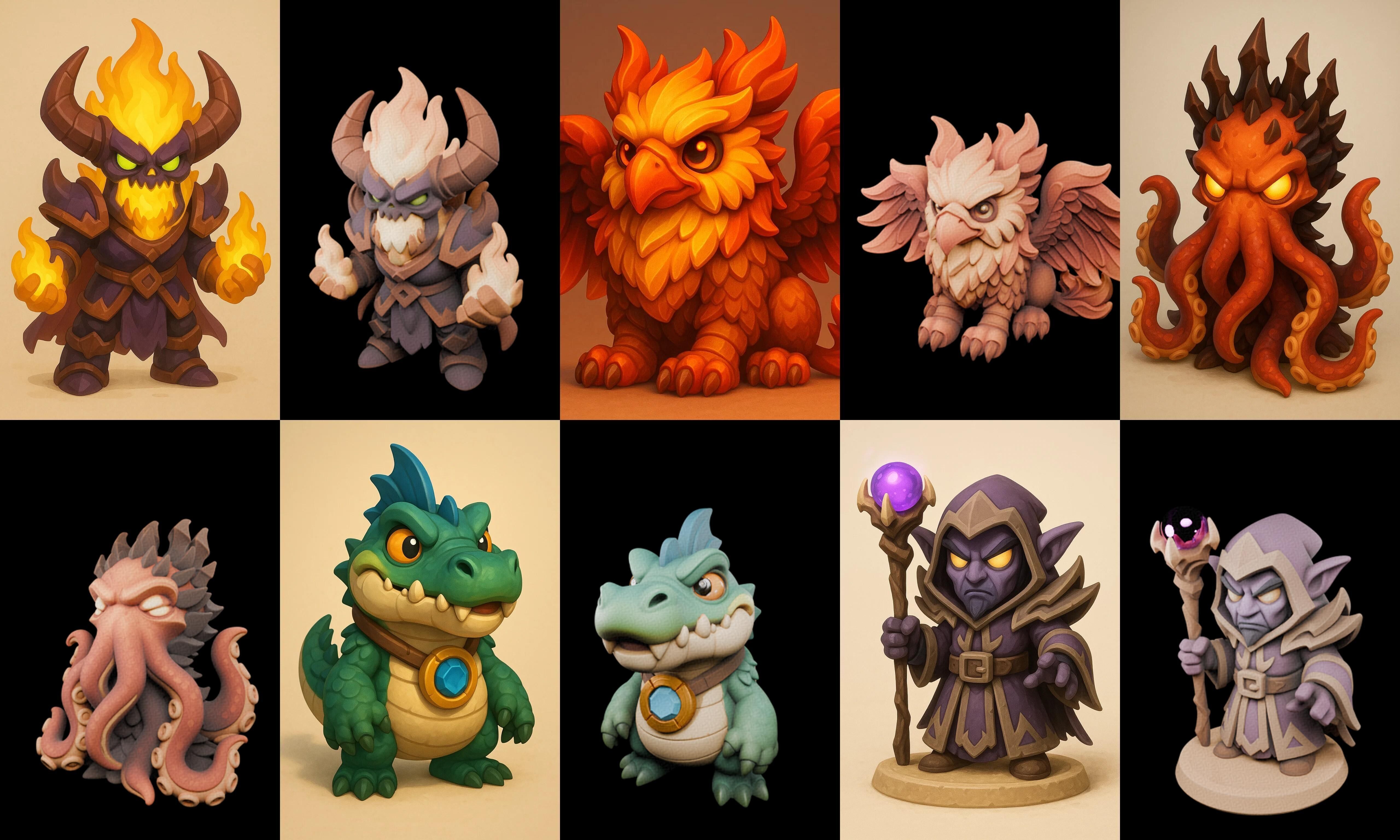 Role Play Fantasy Character bundle 46 pack 100 glb Low-poly 3D model_12