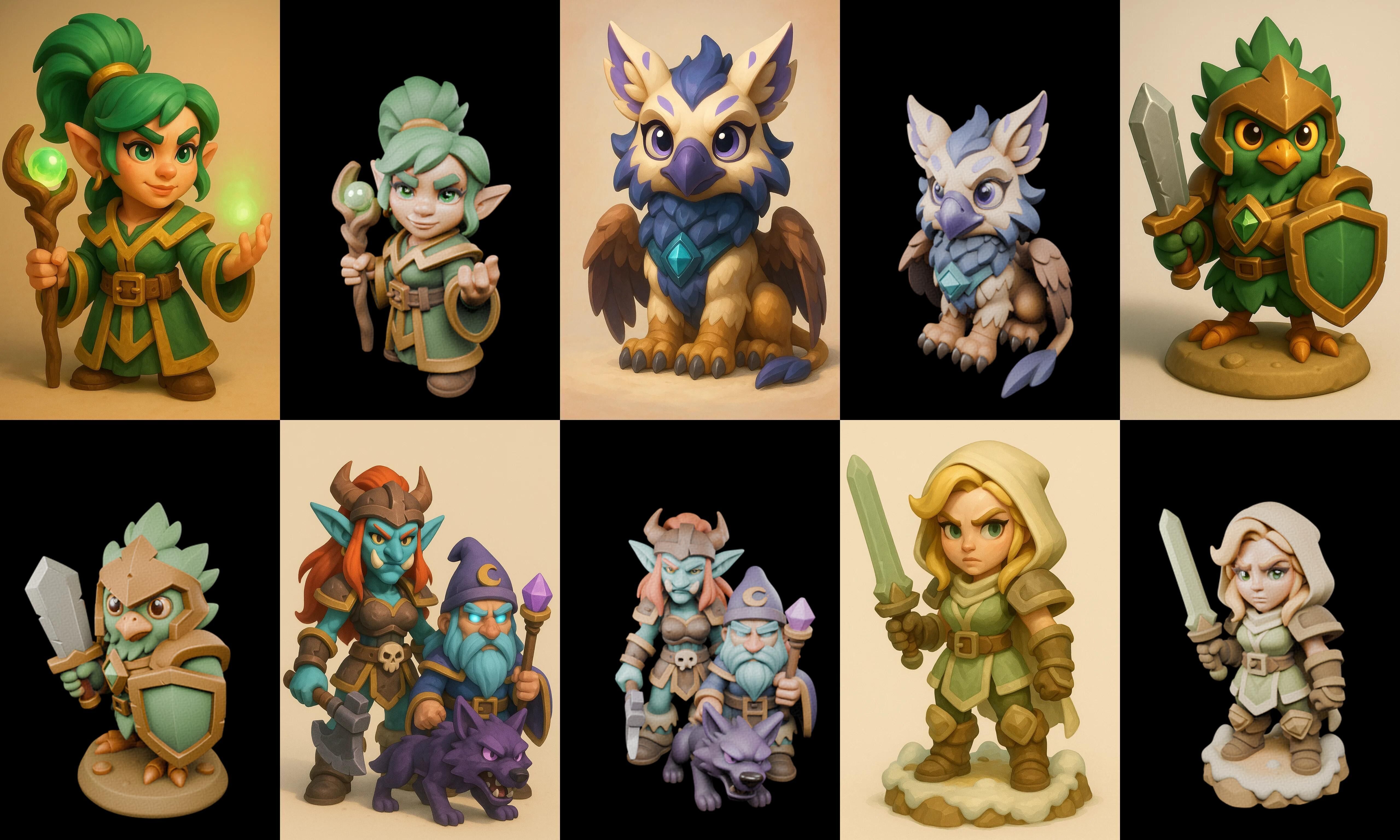 Role Play Fantasy Character bundle 46 pack 100 glb Low-poly 3D model_5