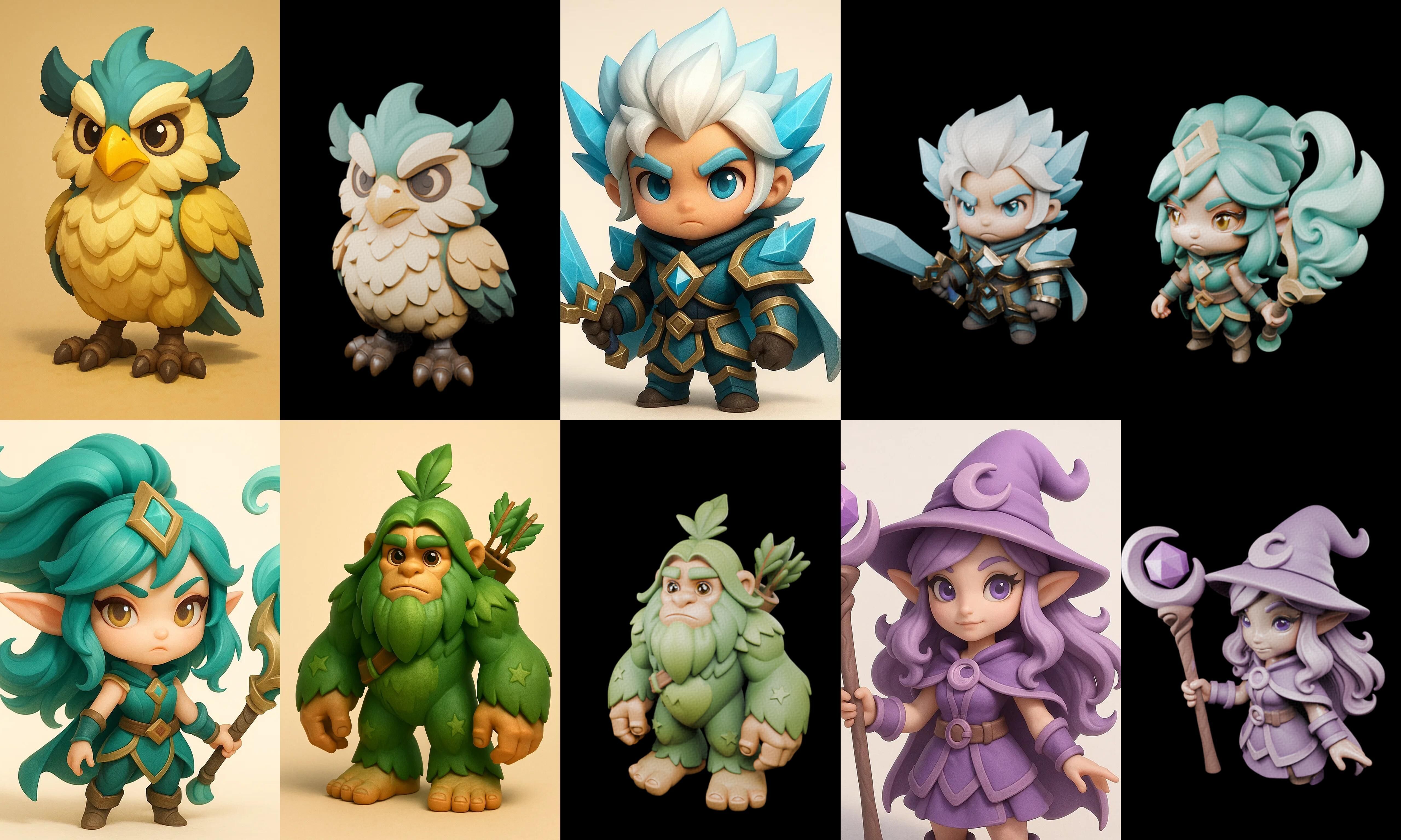 Role Play Fantasy Character bundle 46 pack 100 glb Low-poly 3D model_3
