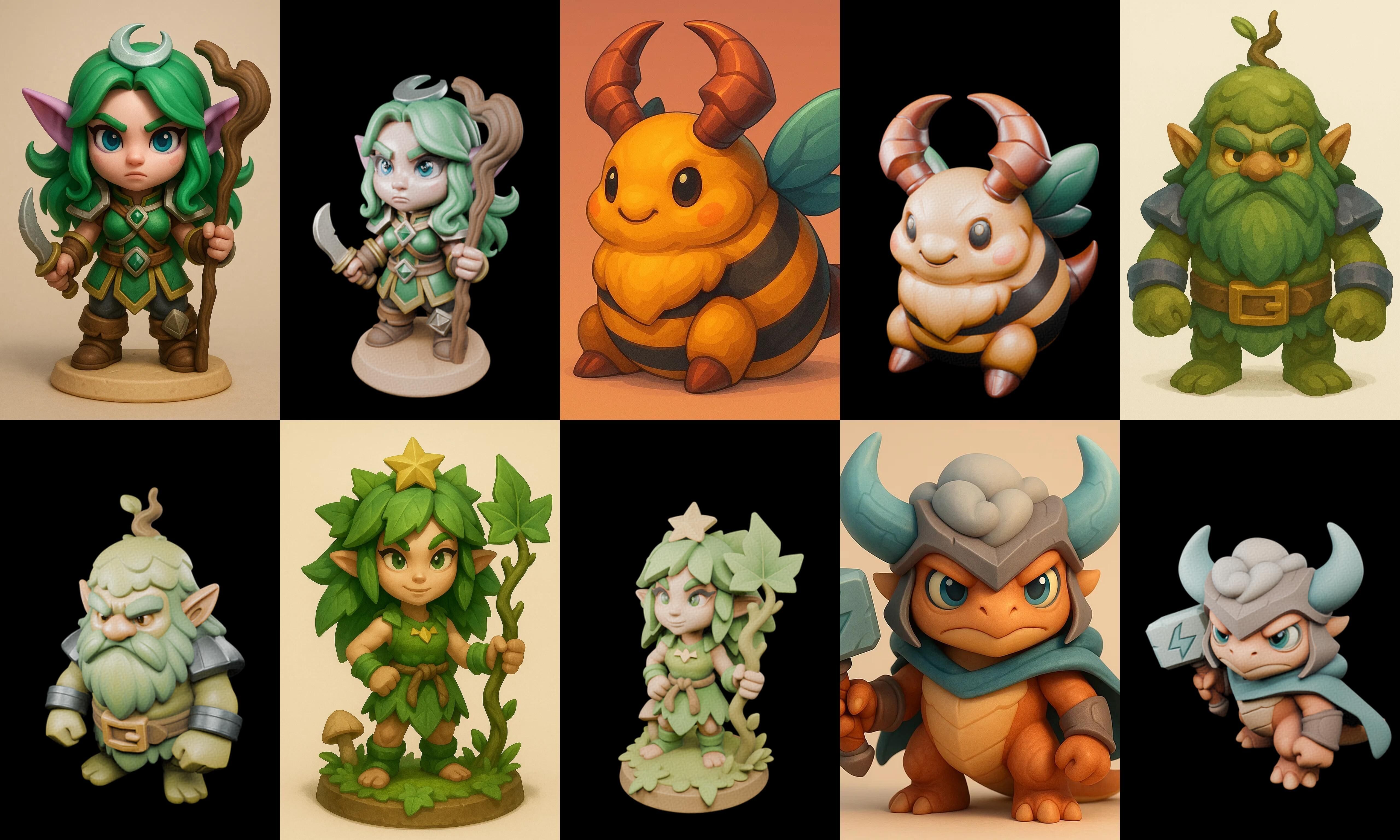 Role Play Fantasy Character bundle 46 pack 100 glb Low-poly 3D model_13