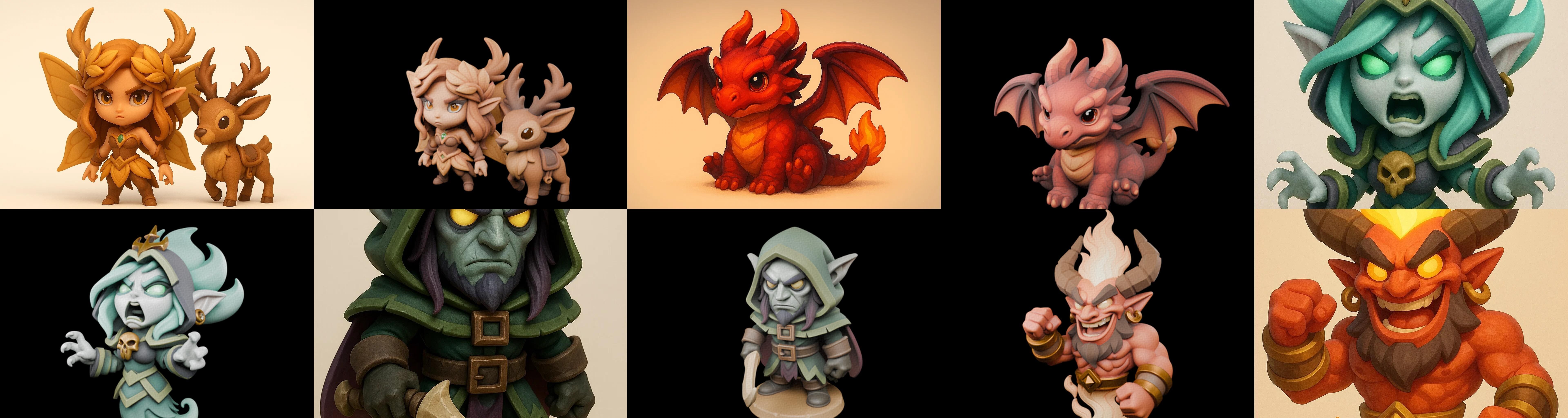 Role Play Fantasy Character bundle 46 pack 100 glb Low-poly 3D model_16