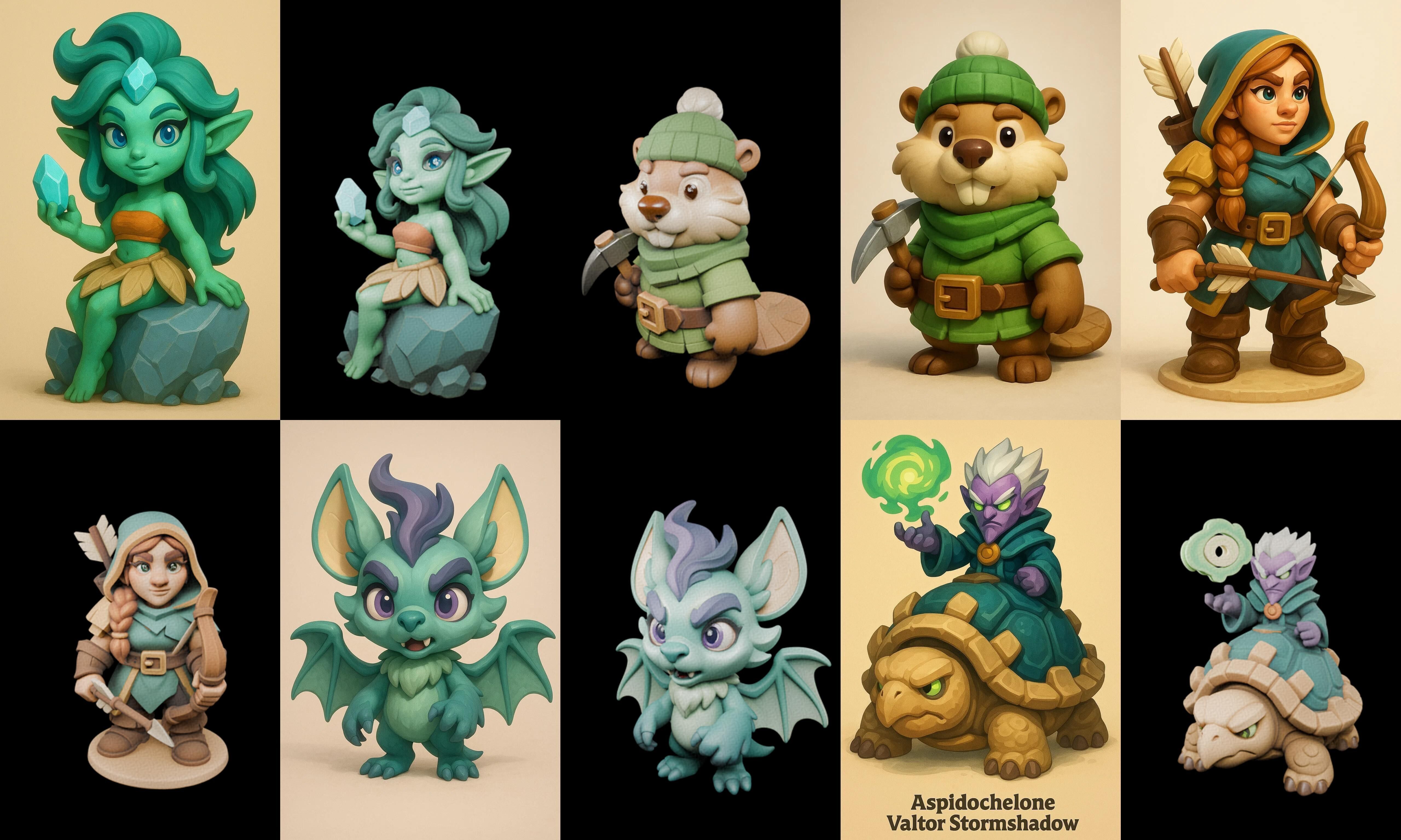 Role Play Fantasy Character bundle 46 pack 100 glb Low-poly 3D model_7