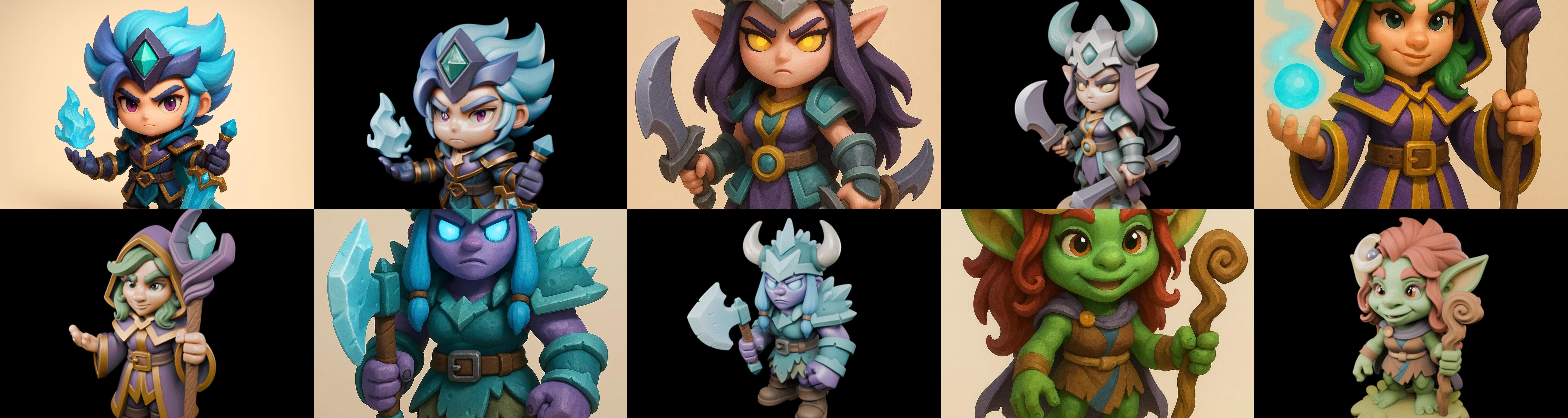 Role Play Fantasy Character bundle 46 pack 100 glb Low-poly 3D model_2