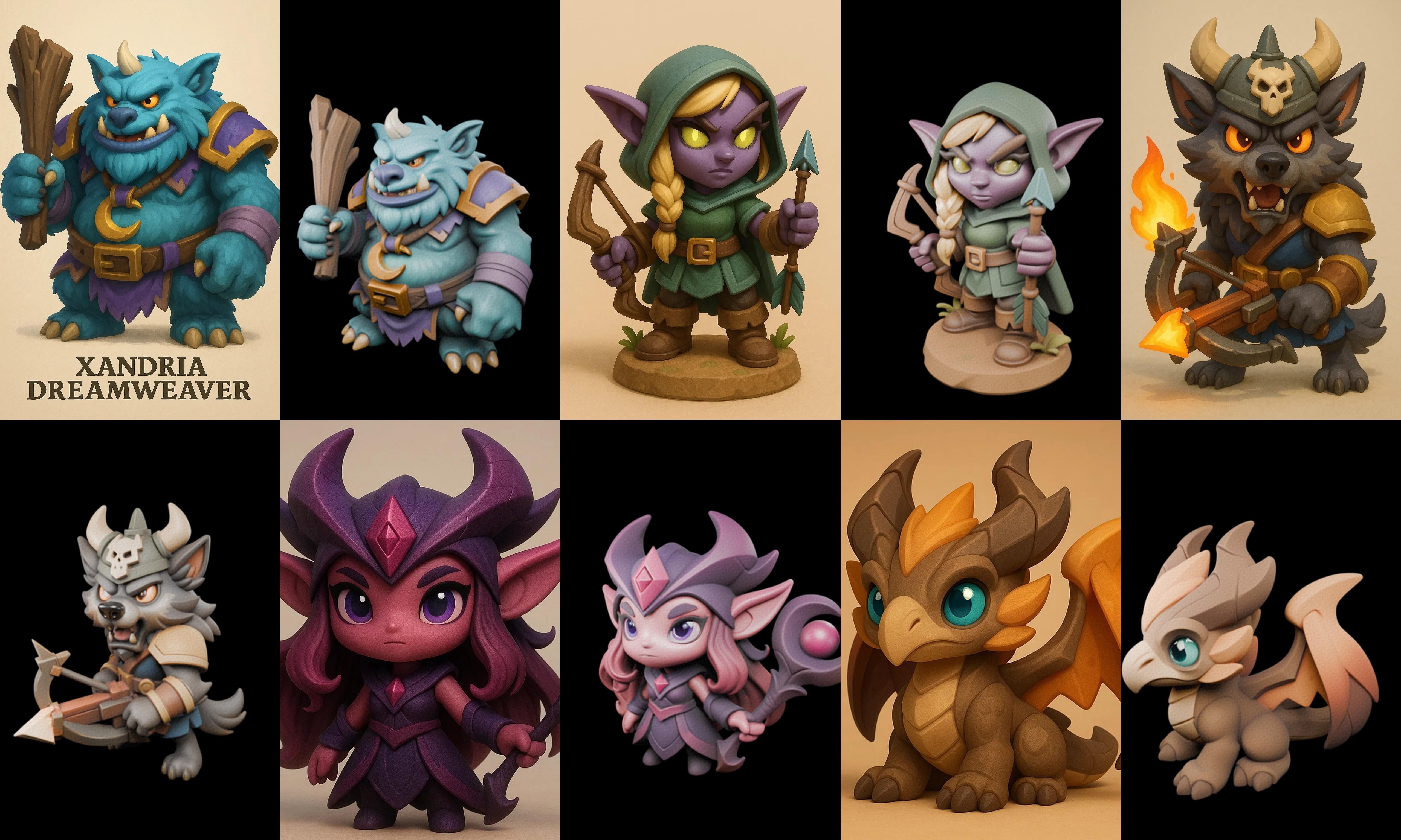 Role Play Fantasy Character bundle 46 pack 100 glb Low-poly 3D model_9