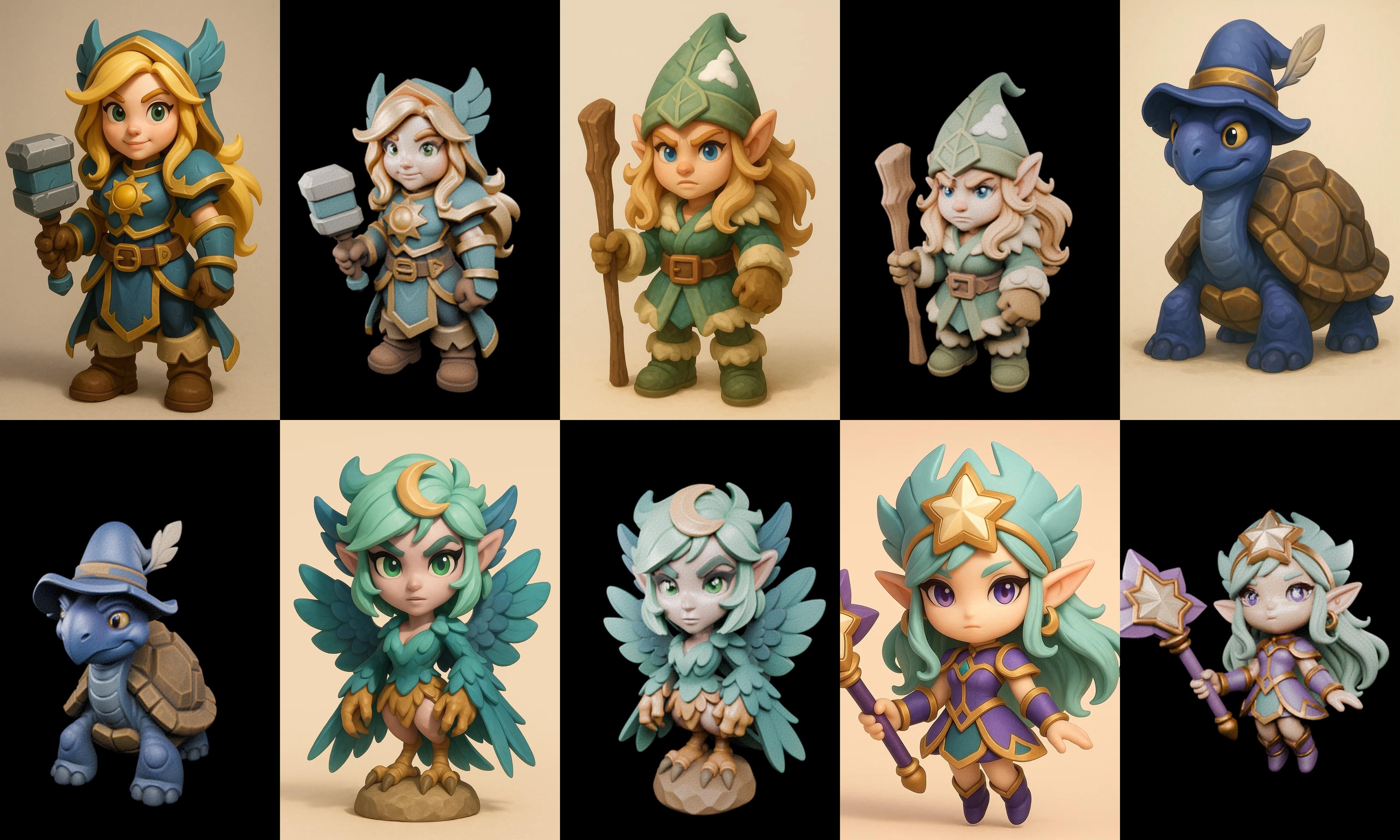 Role Play Fantasy Character bundle 46 pack 100 glb Low-poly 3D model_14