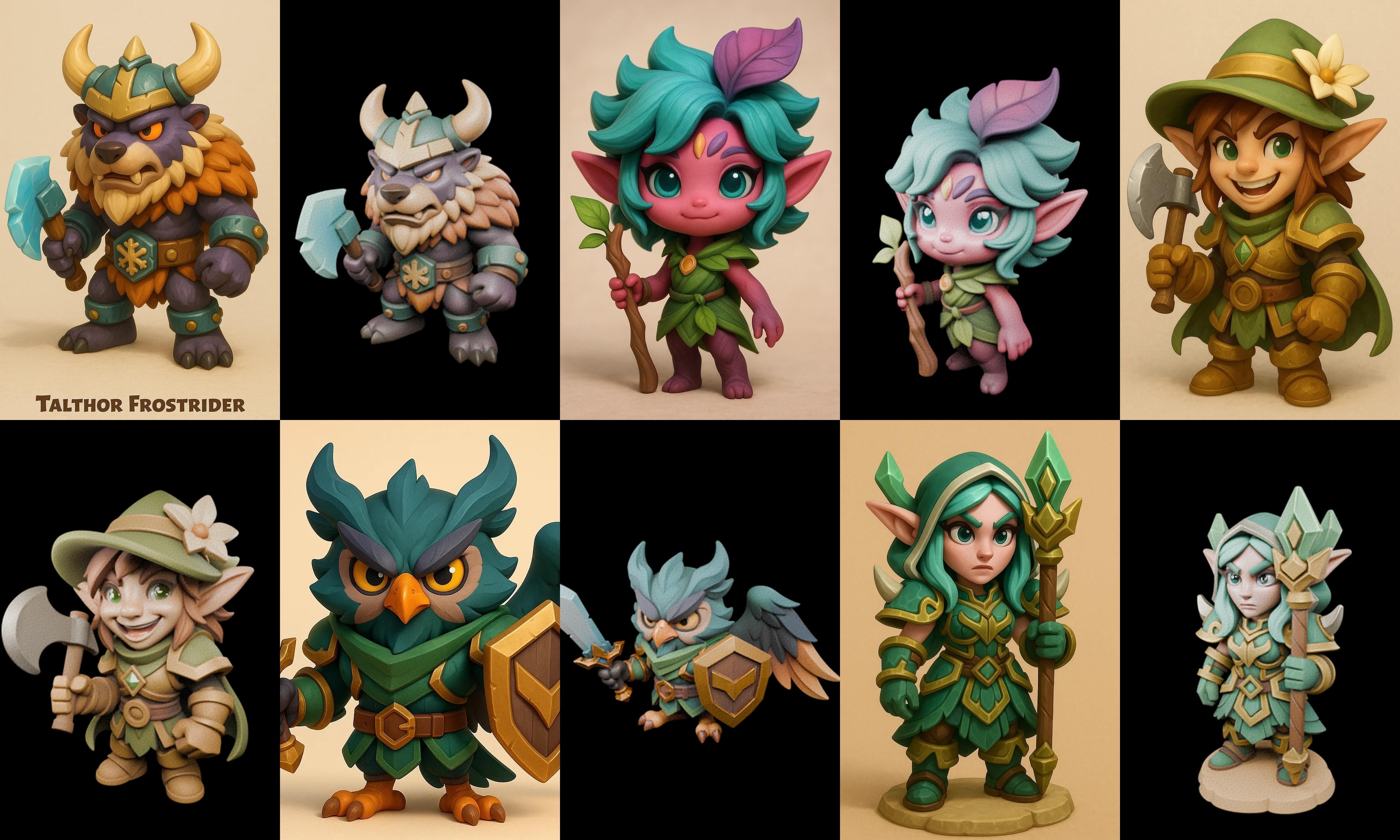 Role Play Fantasy Character bundle 46 pack 100 glb Low-poly 3D model_8