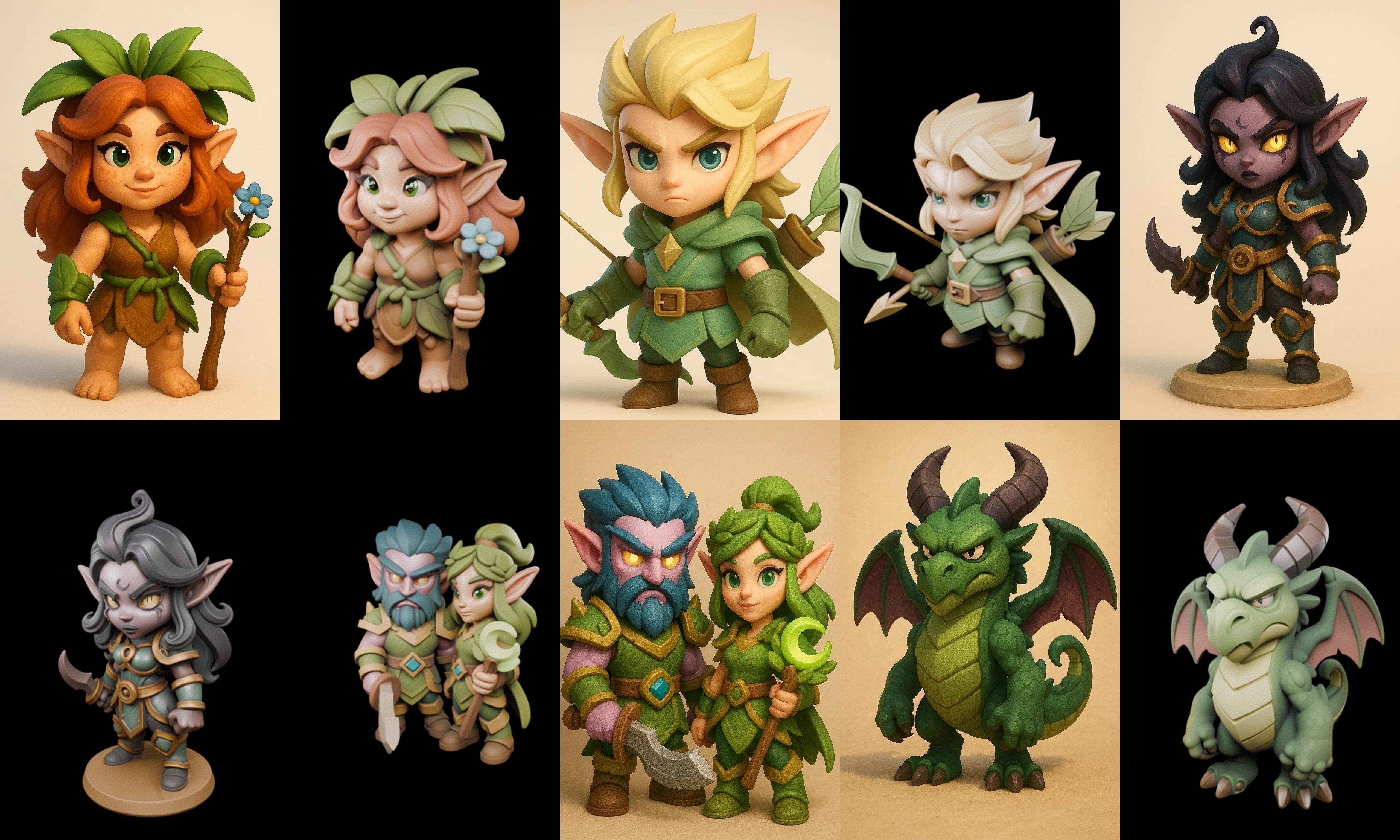 Role Play Fantasy Character bundle 46 pack 100 glb Low-poly 3D model_15