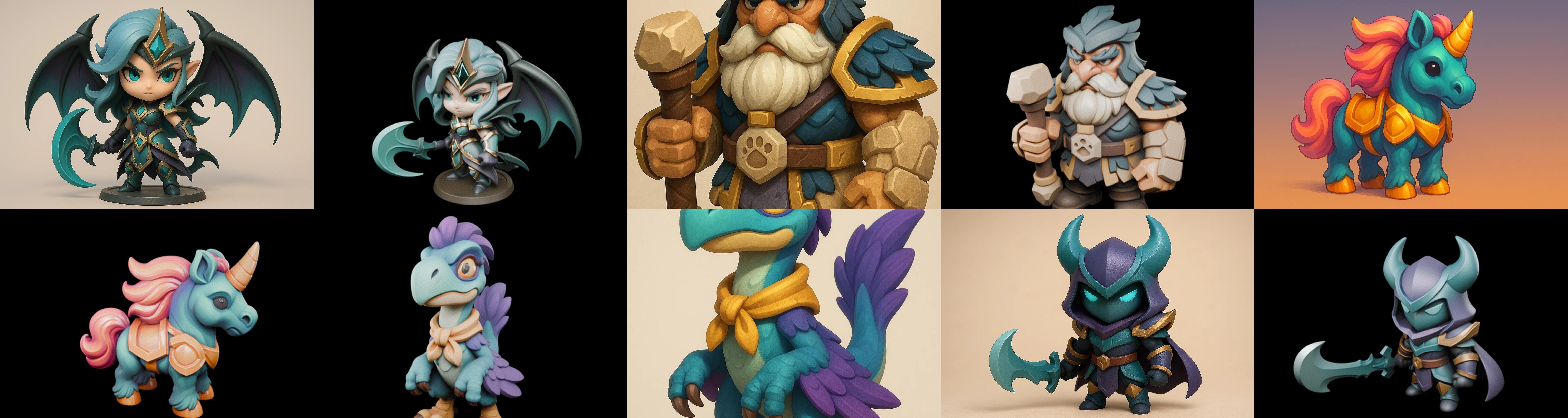 Role Play Fantasy Character bundle 46 pack 100 glb Low-poly 3D model_17