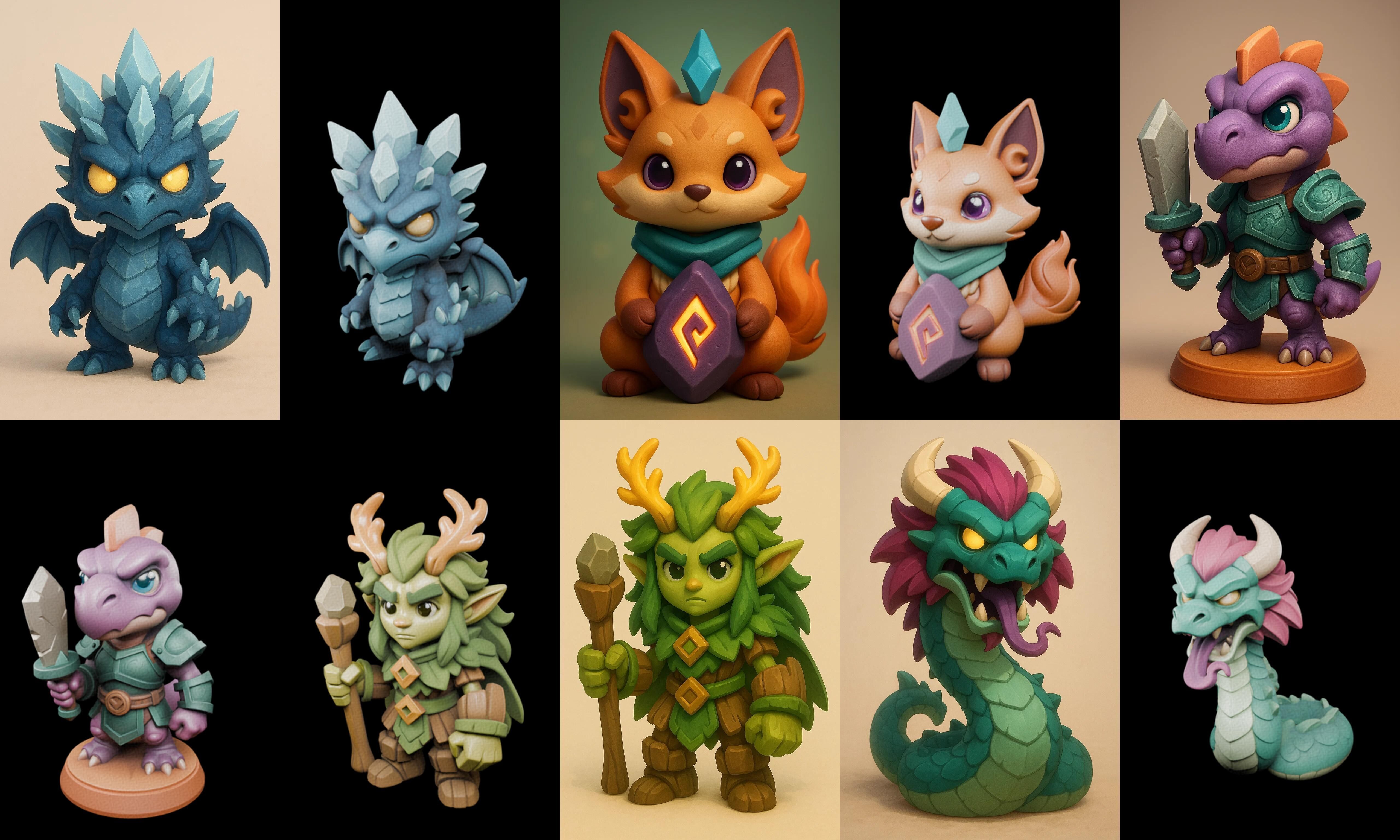 Role Play Fantasy Character bundle 46 pack 100 glb Low-poly 3D model_11