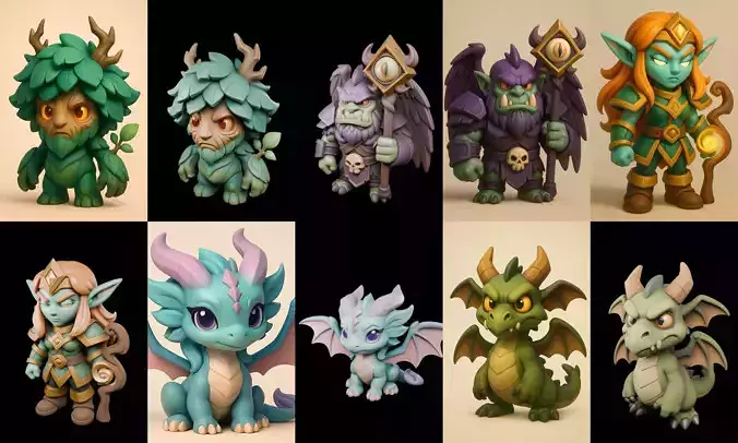 Role Play Fantasy Character bundle 44 pack 100 glb