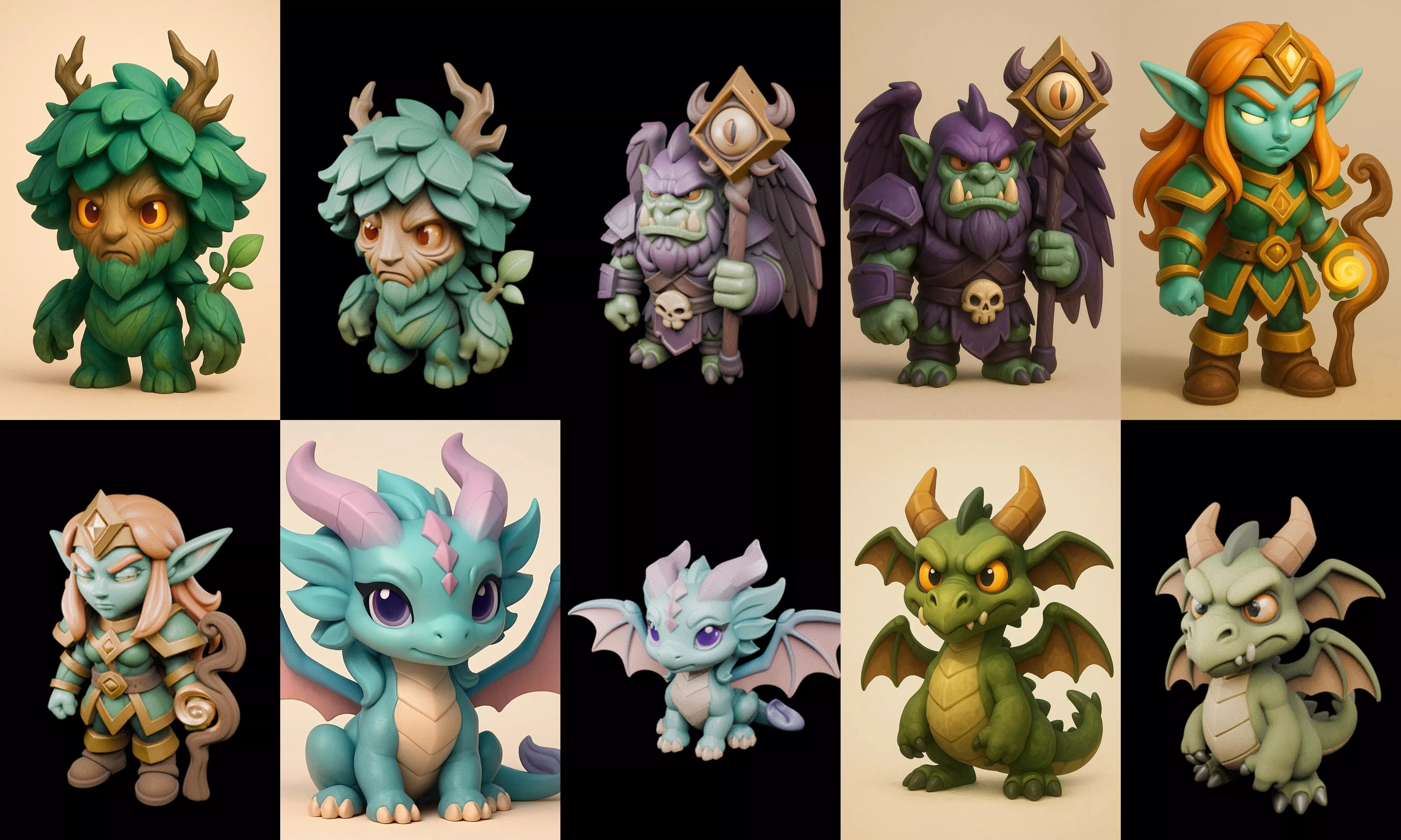 Role Play Fantasy Character bundle 44 pack 100 glb Low-poly 3D model