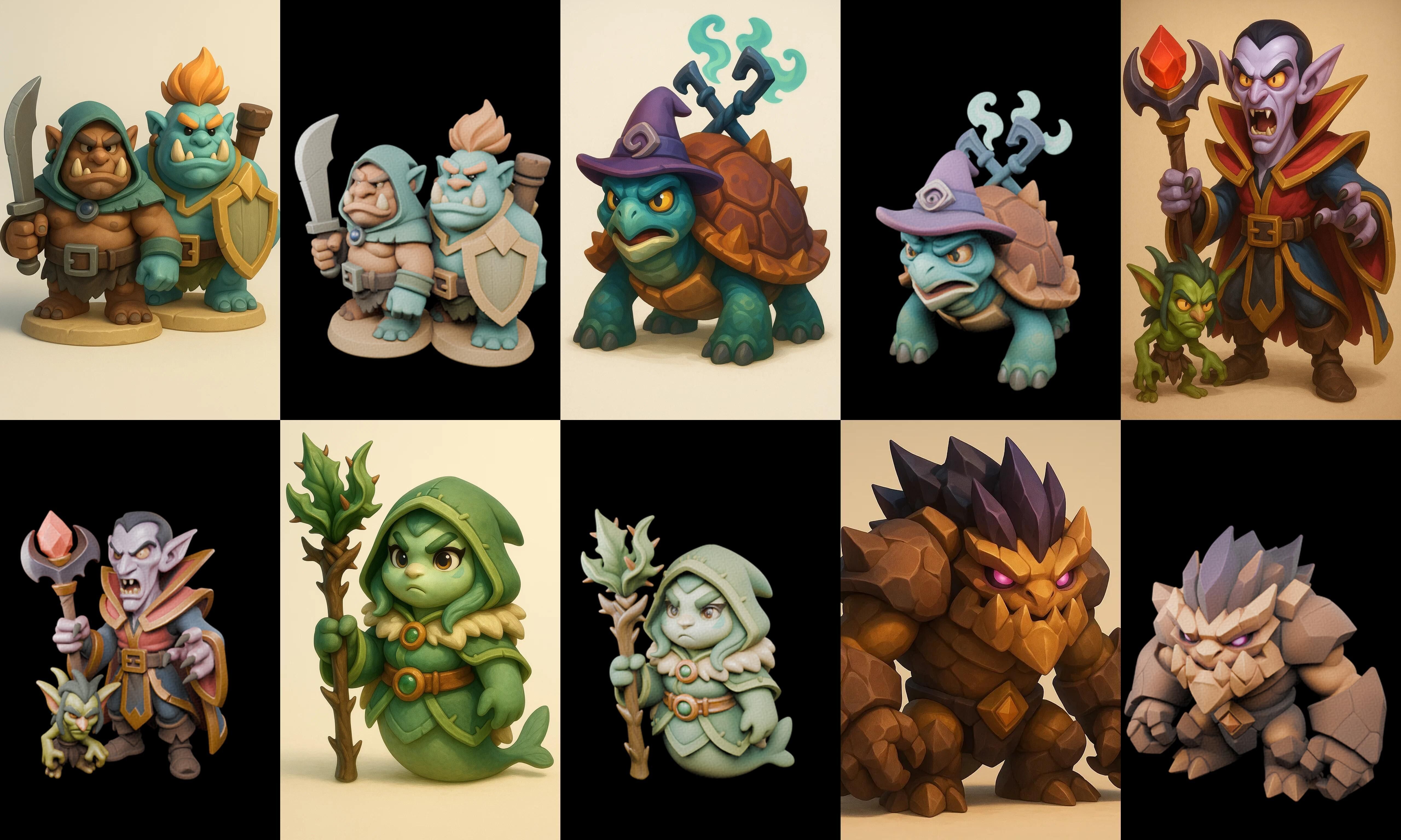 Role Play Fantasy Character bundle 42 pack 100 glb Low-poly 3D model_4