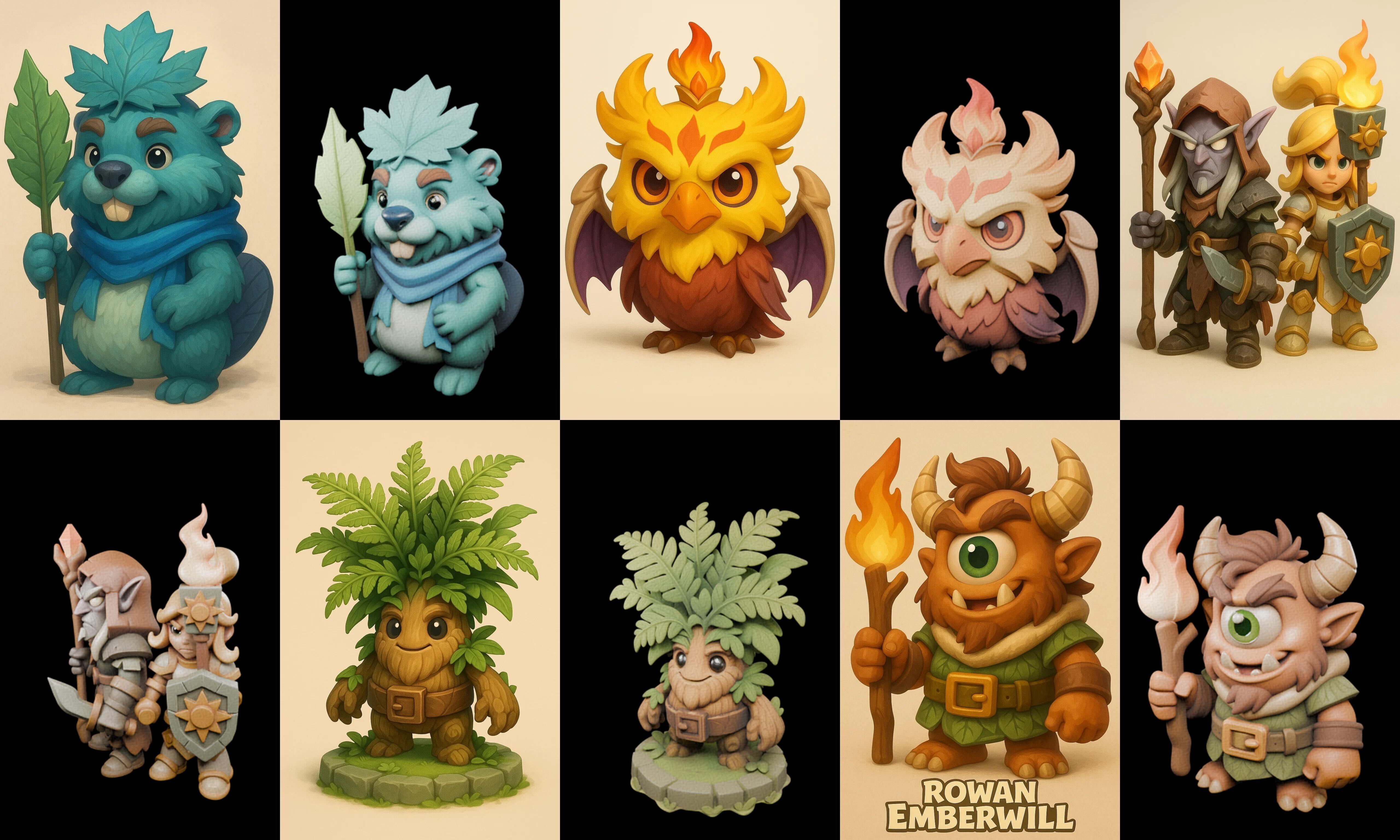 Role Play Fantasy Character bundle 42 pack 100 glb Low-poly 3D model_13