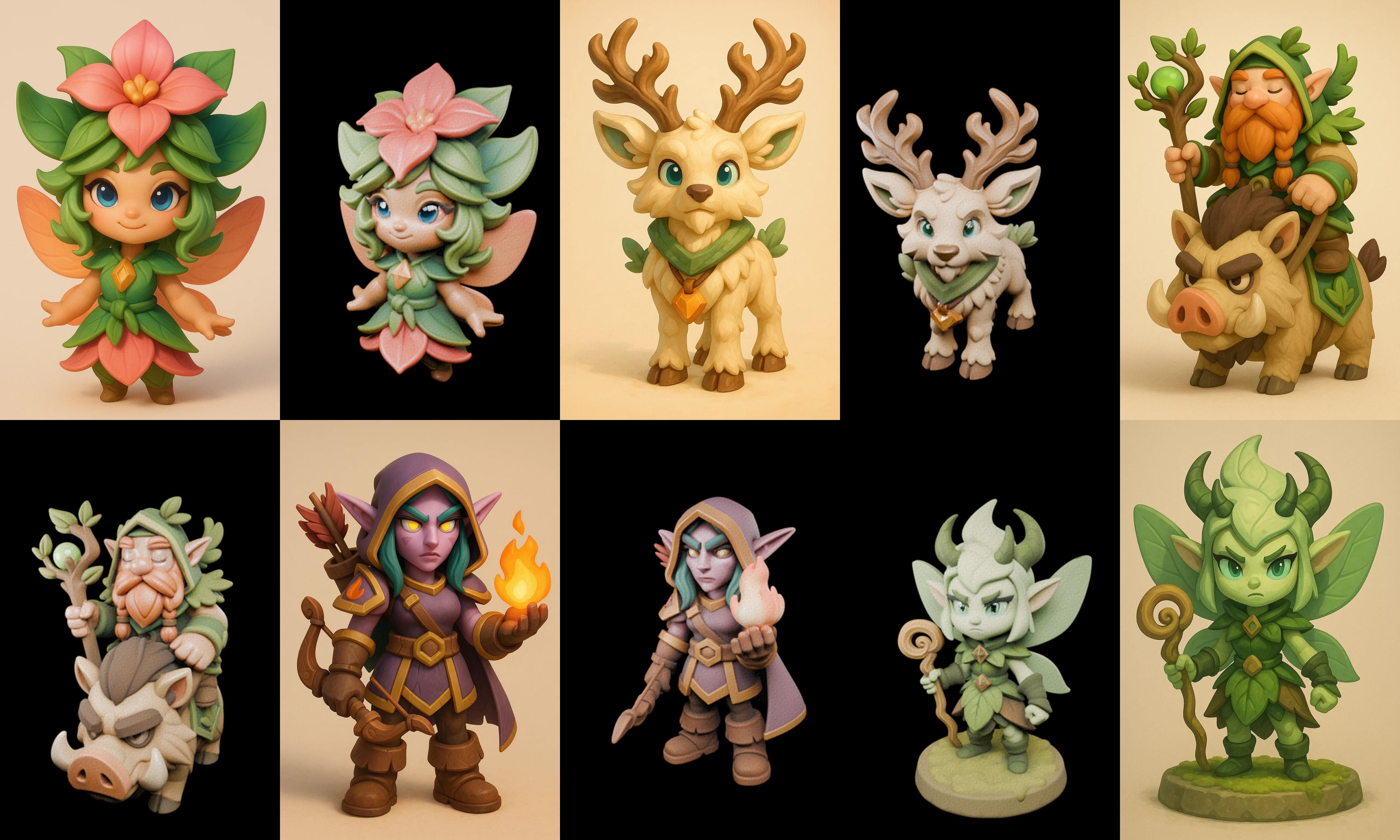 Role Play Fantasy Character bundle 42 pack 100 glb Low-poly 3D model_5