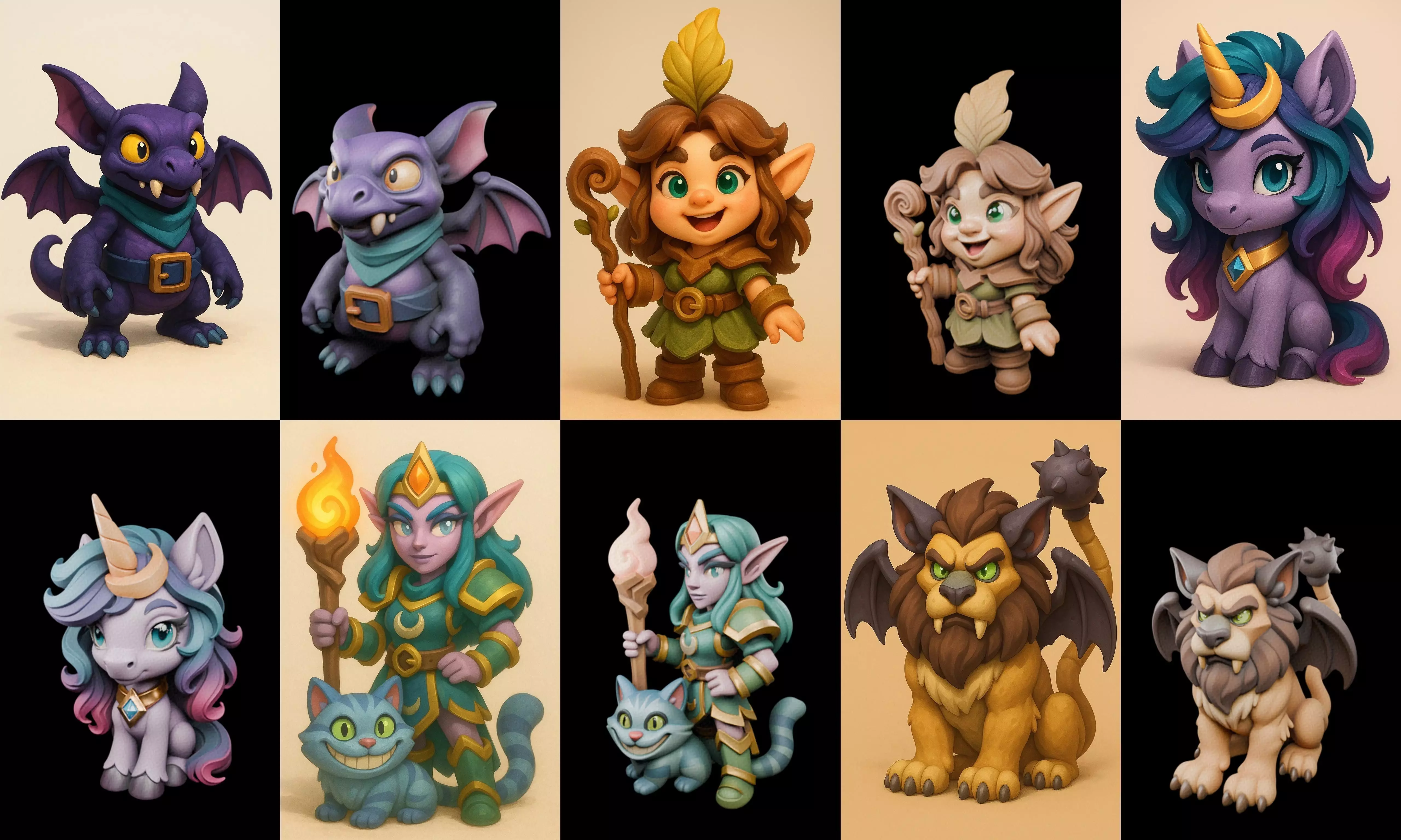 Role Play Fantasy Character bundle 42 pack 100 glb Low-poly 3D model_0