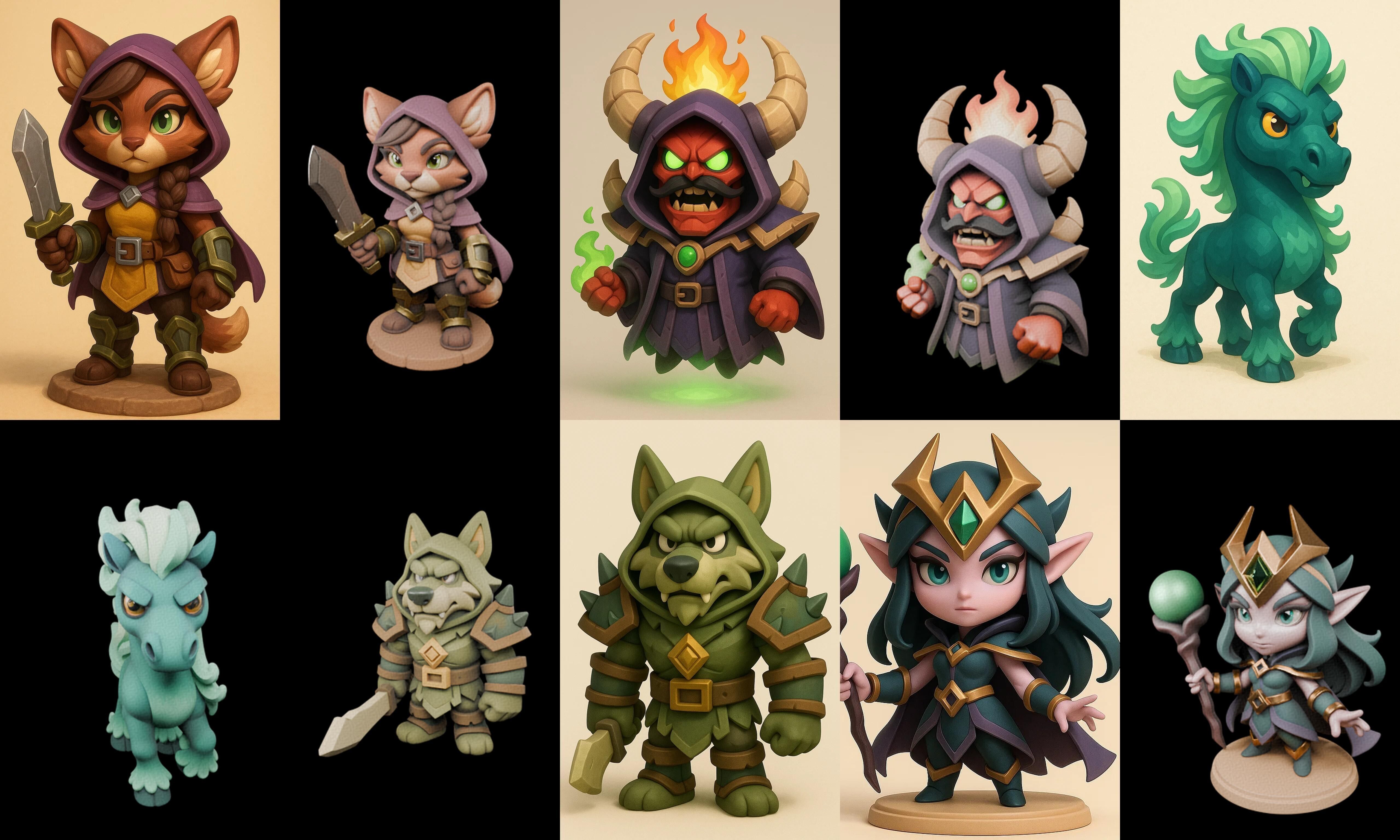 Role Play Fantasy Character bundle 42 pack 100 glb Low-poly 3D model_1