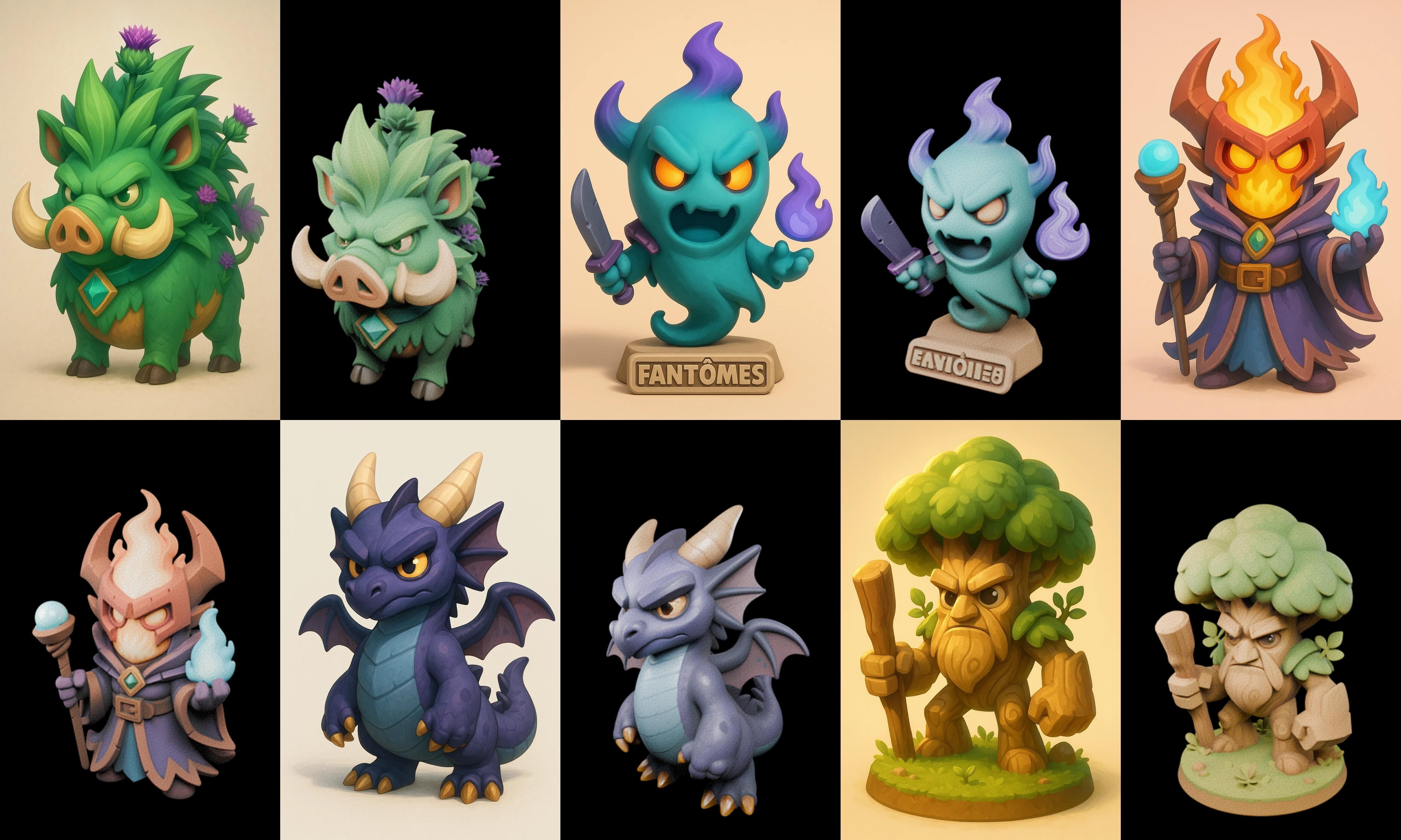 Role Play Fantasy Character bundle 42 pack 100 glb Low-poly 3D model_14