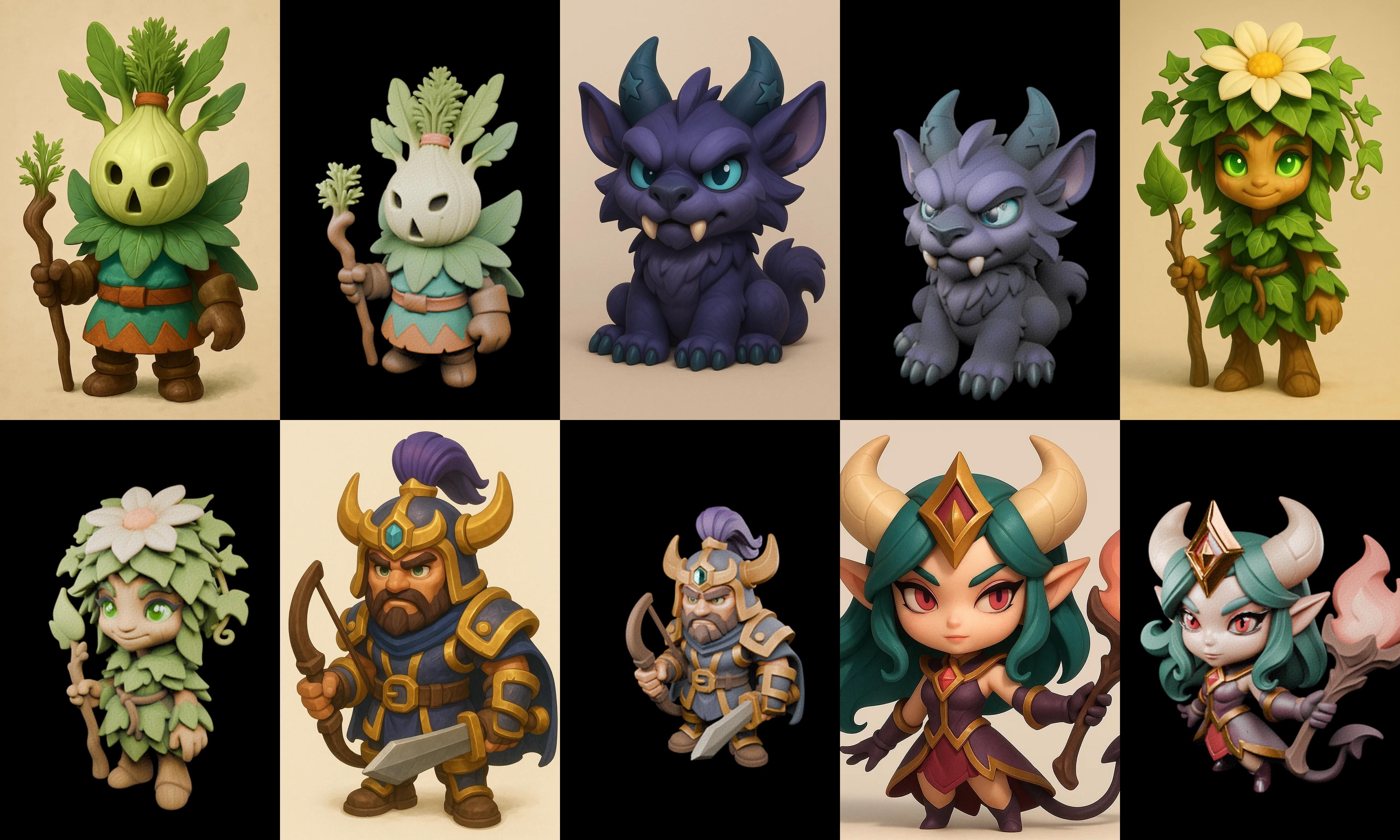 Role Play Fantasy Character bundle 42 pack 100 glb Low-poly 3D model_10