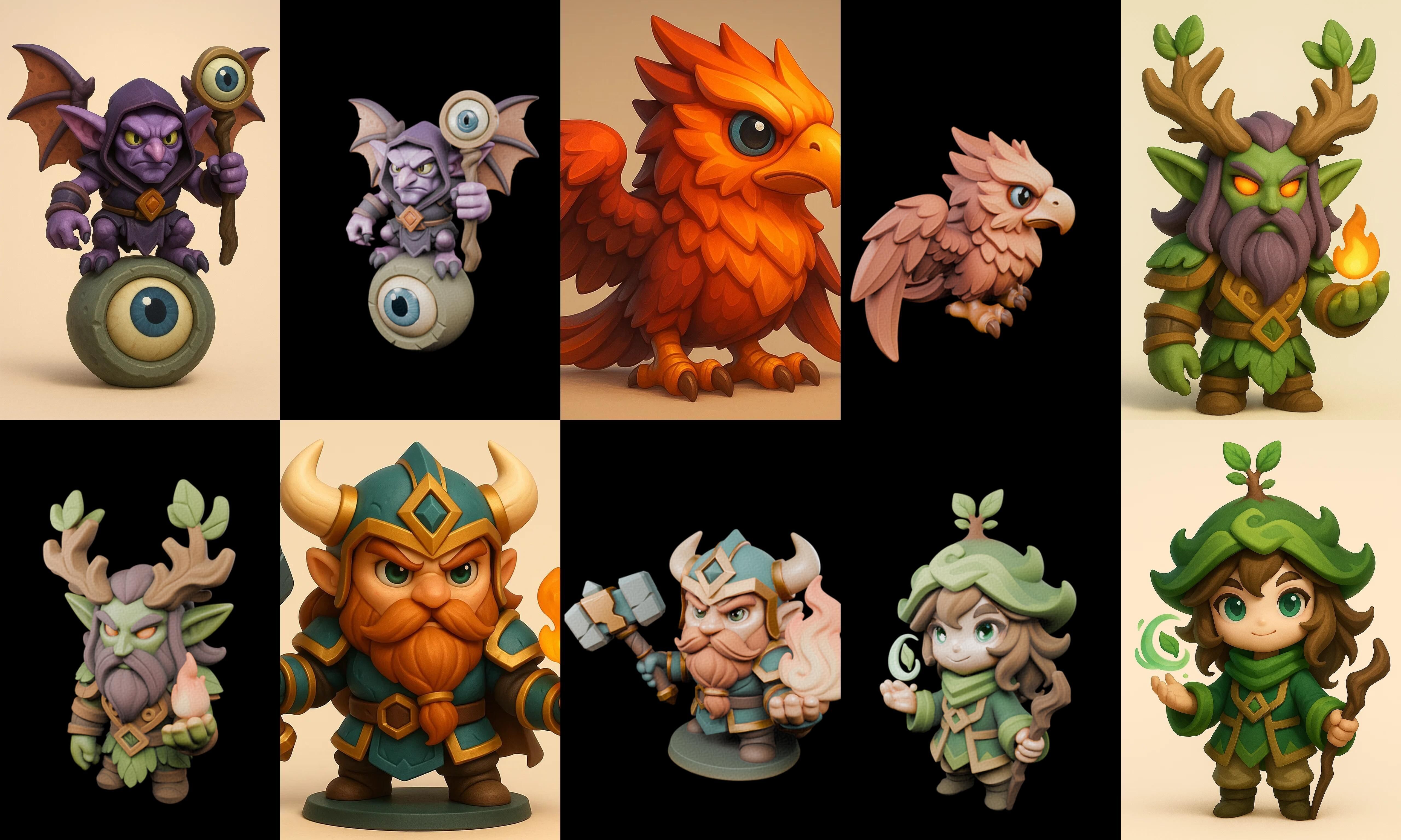 Role Play Fantasy Character bundle 42 pack 100 glb Low-poly 3D model_15