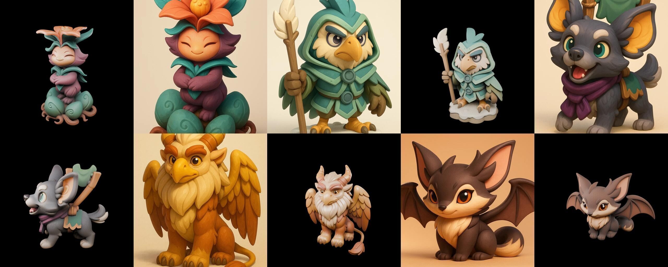 Role Play Fantasy Character bundle 42 pack 100 glb Low-poly 3D model_12