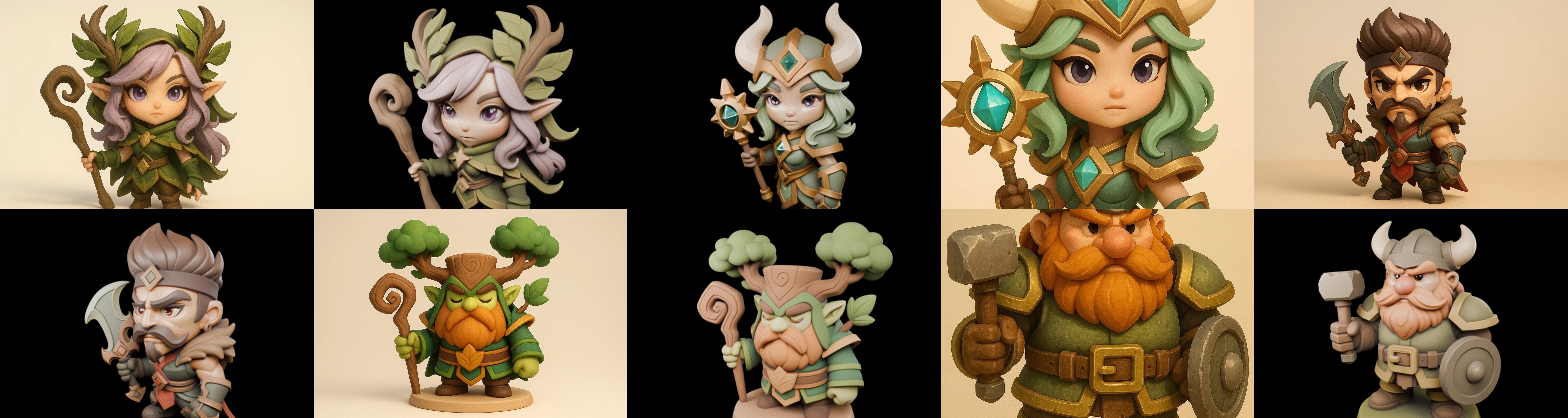 Role Play Fantasy Character bundle 42 pack 100 glb Low-poly 3D model_8