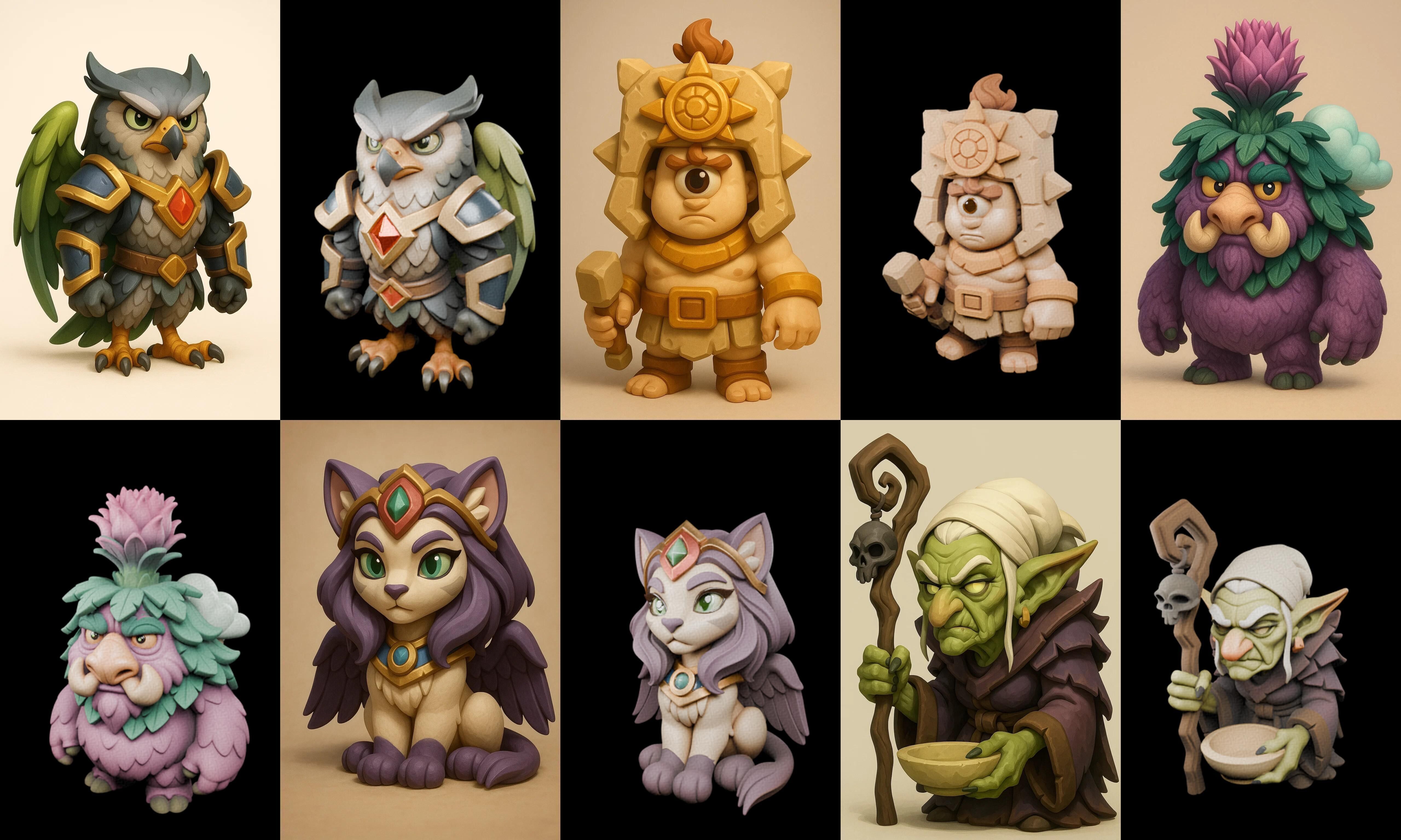 Role Play Fantasy Character bundle 42 pack 100 glb Low-poly 3D model_16