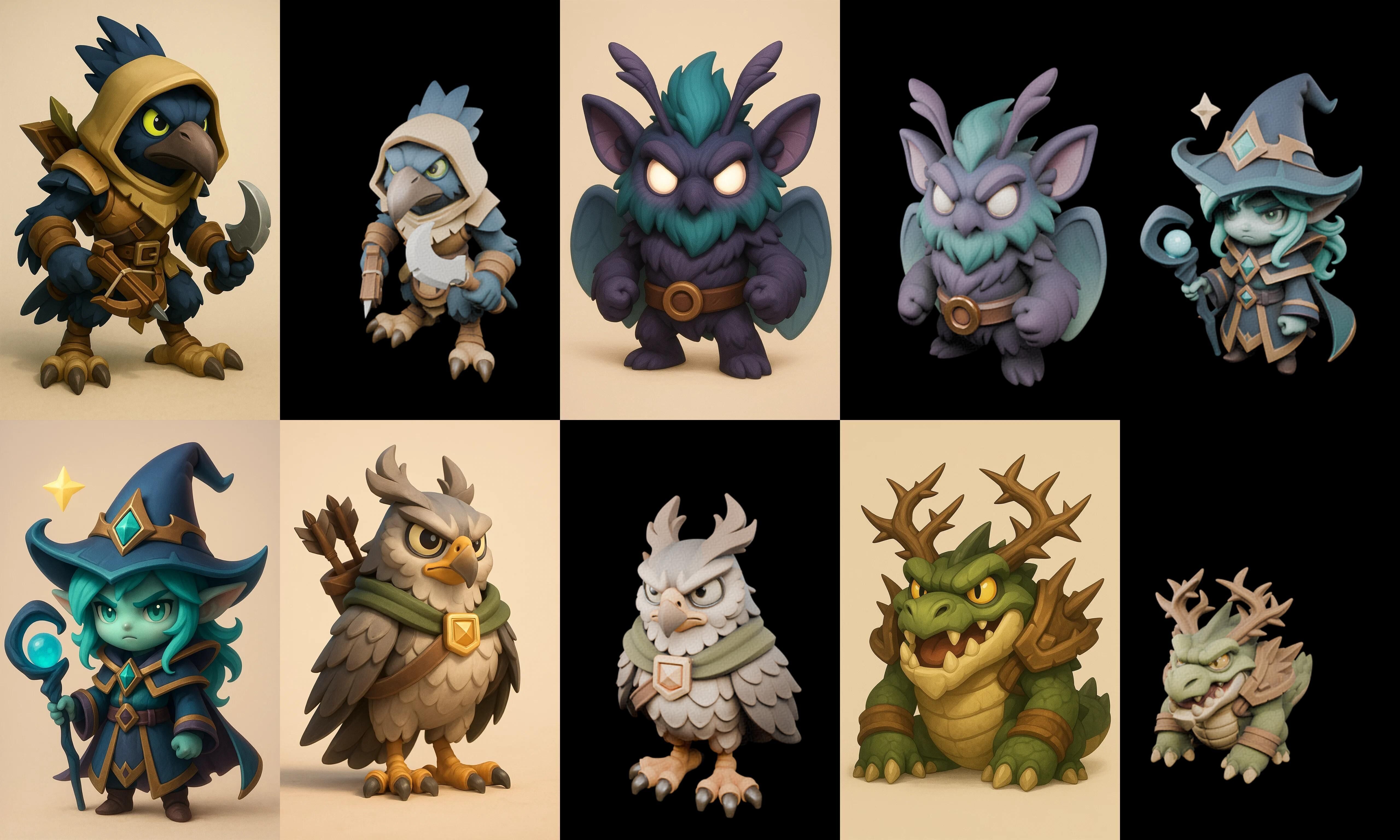 Role Play Fantasy Character bundle 42 pack 100 glb Low-poly 3D model_19